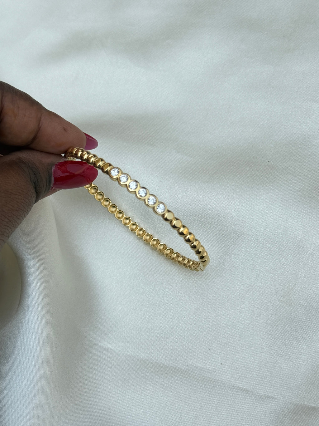 Ab065 anti tarnish 6 stones openable kada bracelet