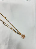 Bb220 micro gold 2 layers black bead with Panchaloham pendant 18 inches black beads