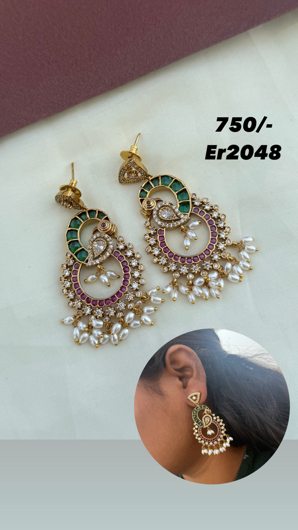 Er2048 kemp chandbali earrings