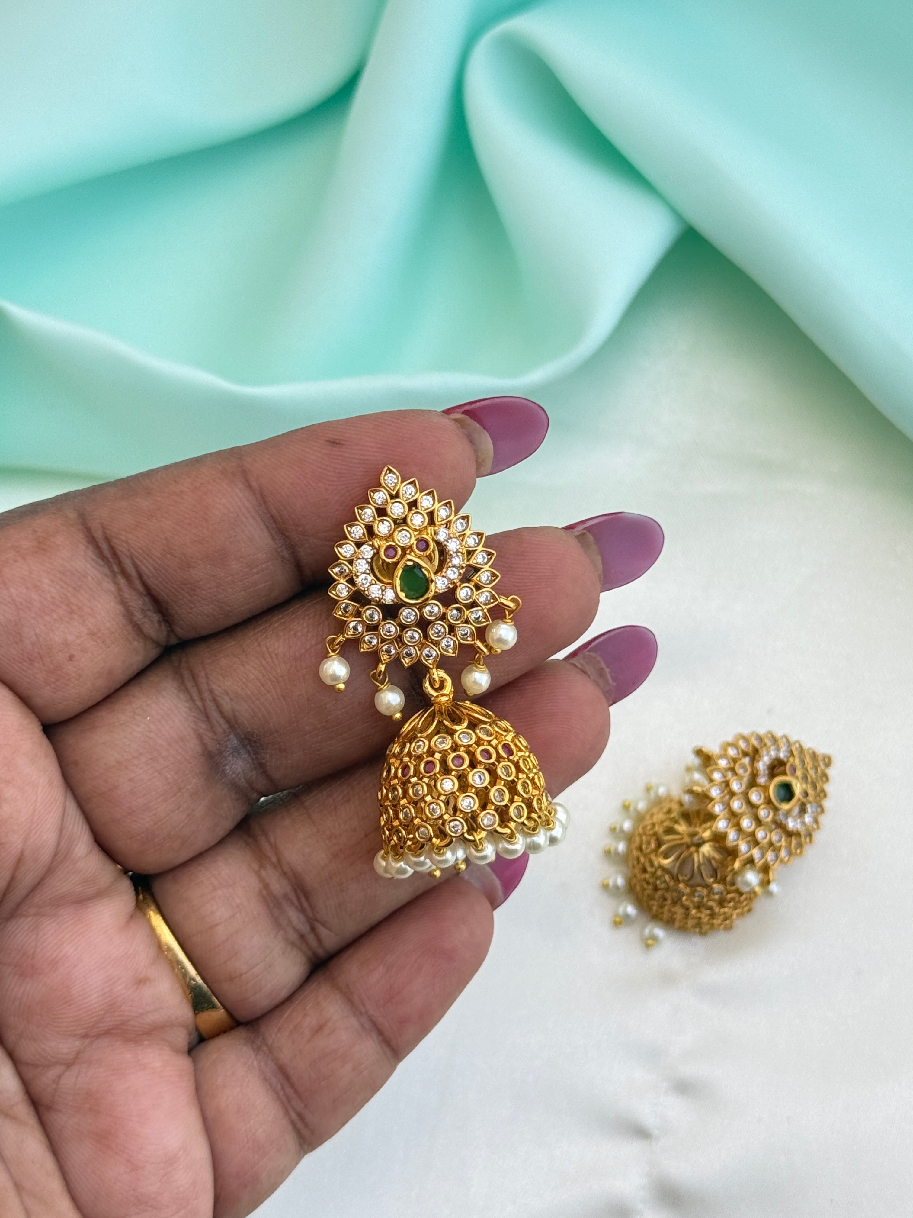 Er250 dual peacock butta earrings