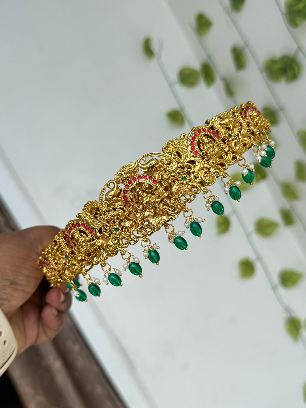 Hb699 Lakshmi Devi peacock plain beads kids hipbelt