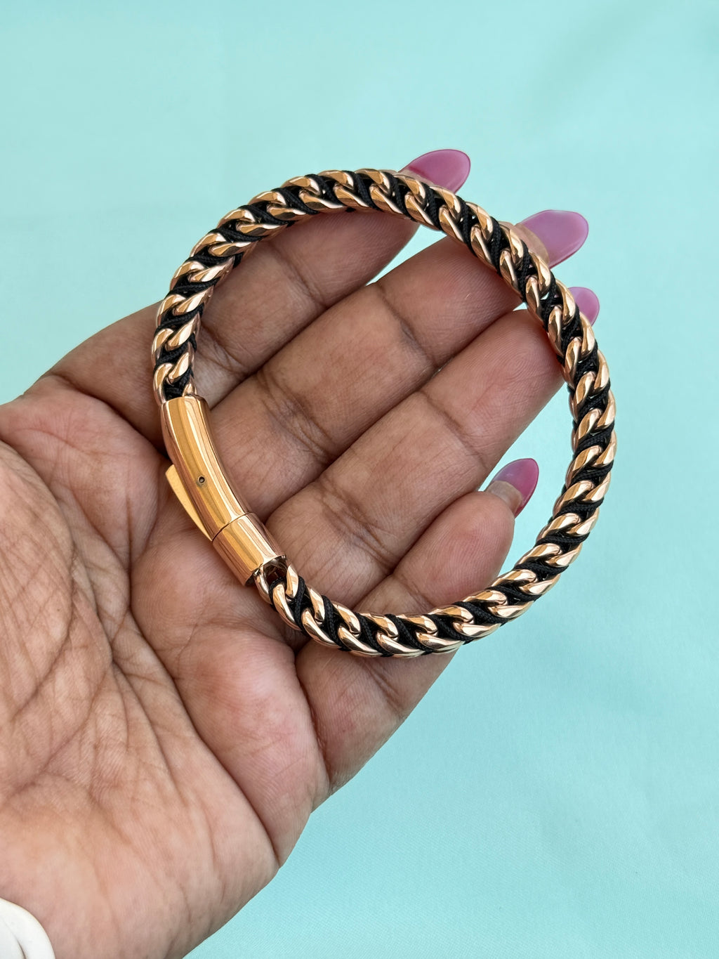 Mn020 mens anti tarnish rose gold openable bracelet suits for 2.6 to 2.8 size