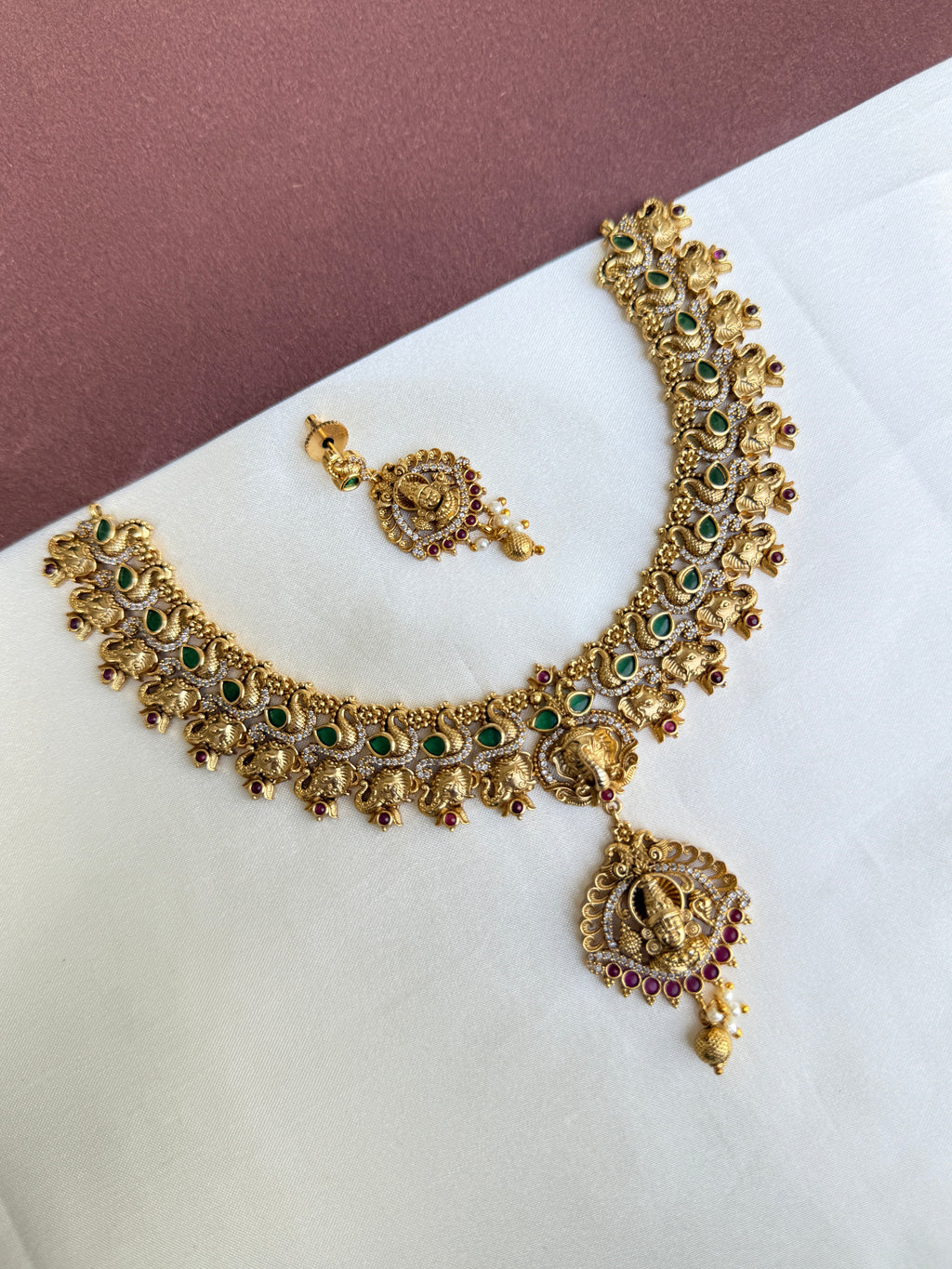 Ns394 lord Venkateswara elephant neckset