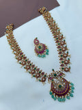 LH588 kempu mango Long Haram with light green beads