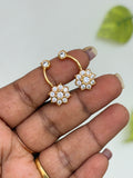 Ph811 Panchaloham flower stone back screw earcuffs