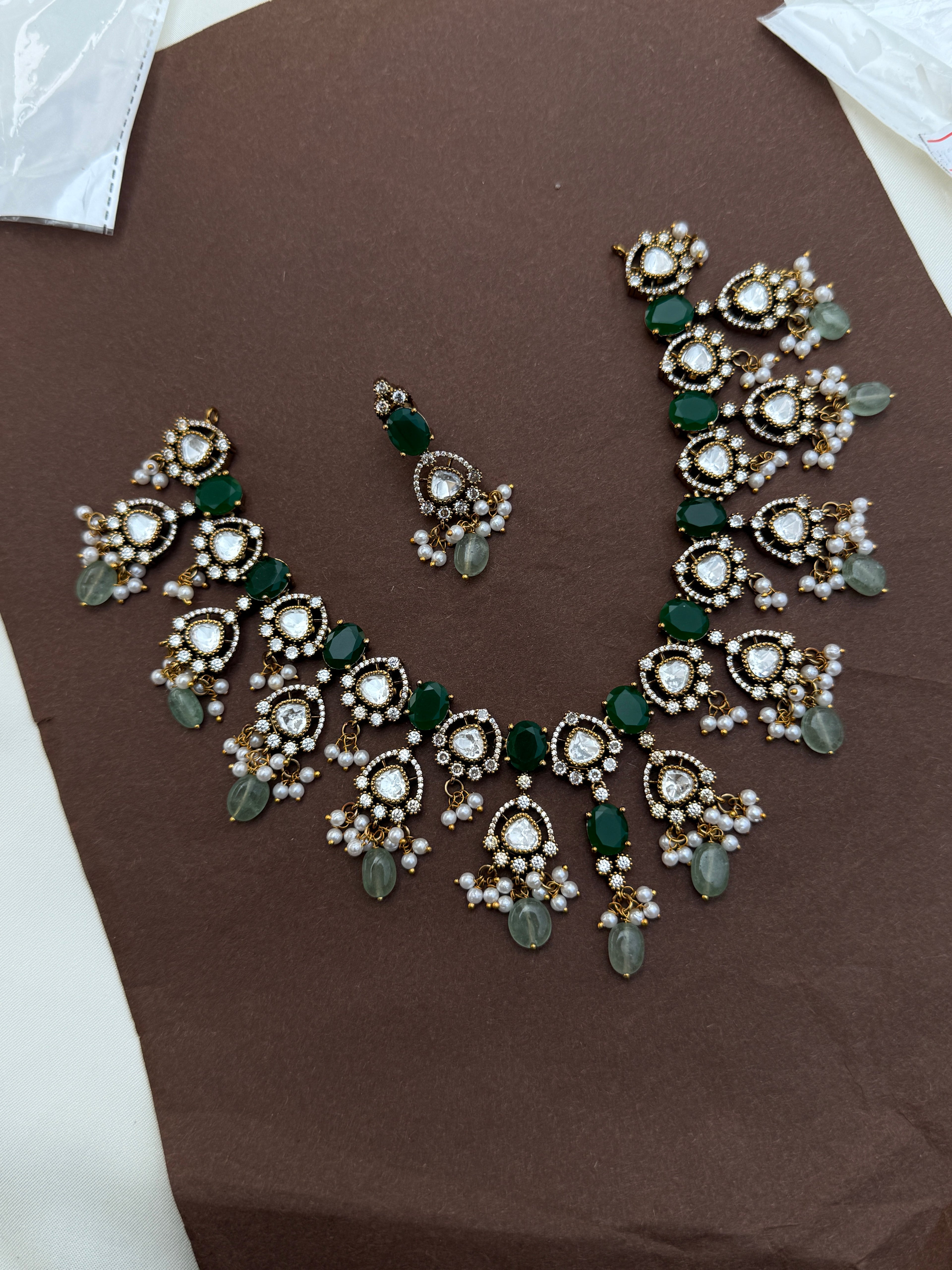Ns710 moissanite emerald heavy Neckset