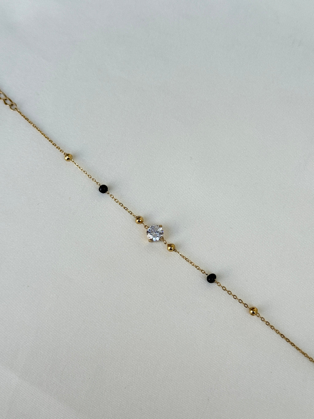 Br519 single line solitaire stone blackbeads bracelet (color won't fade) anti-tarnish