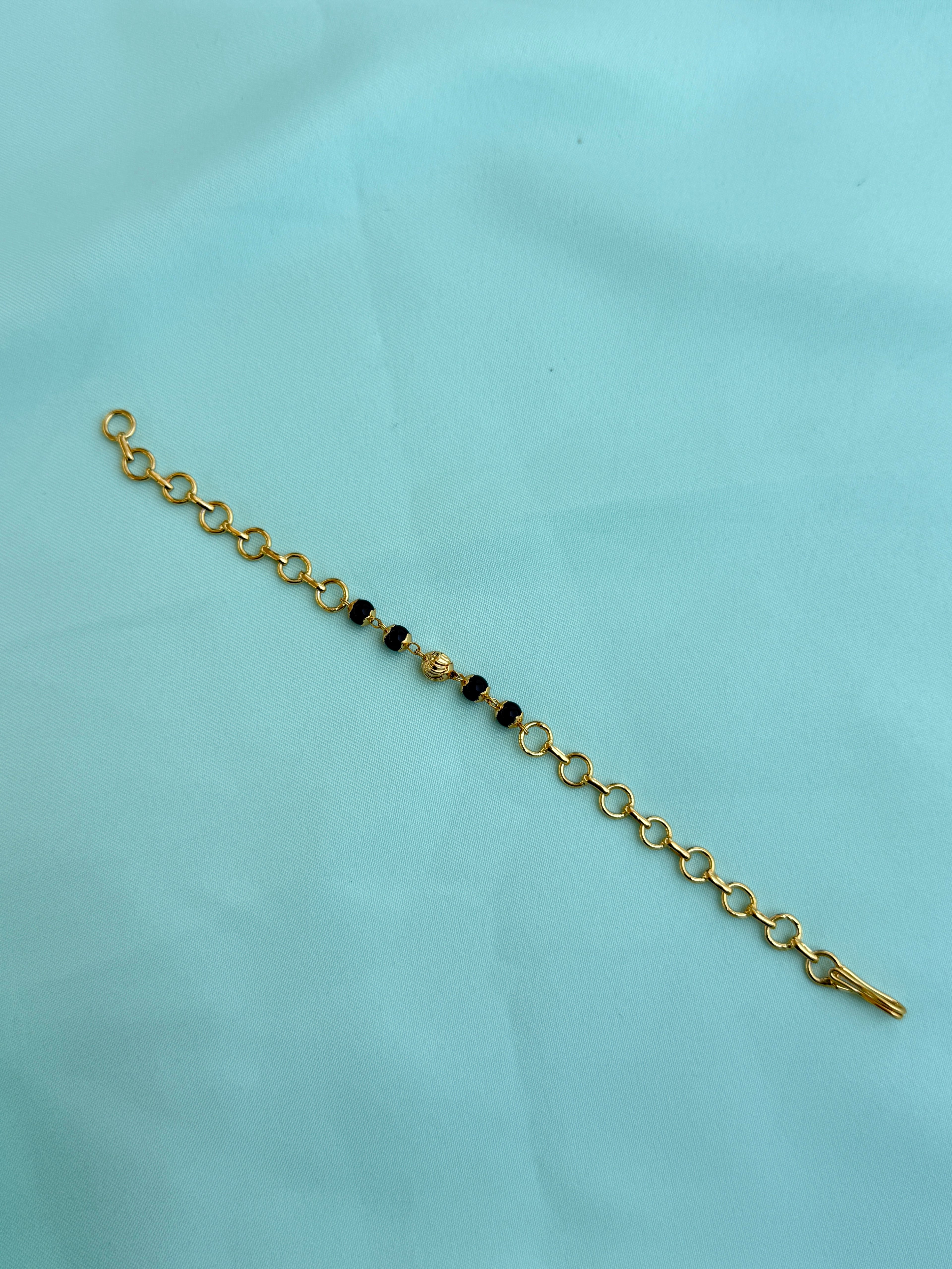 Bb539 panchaloham black beads bracelet suits for new born to 2.2 size