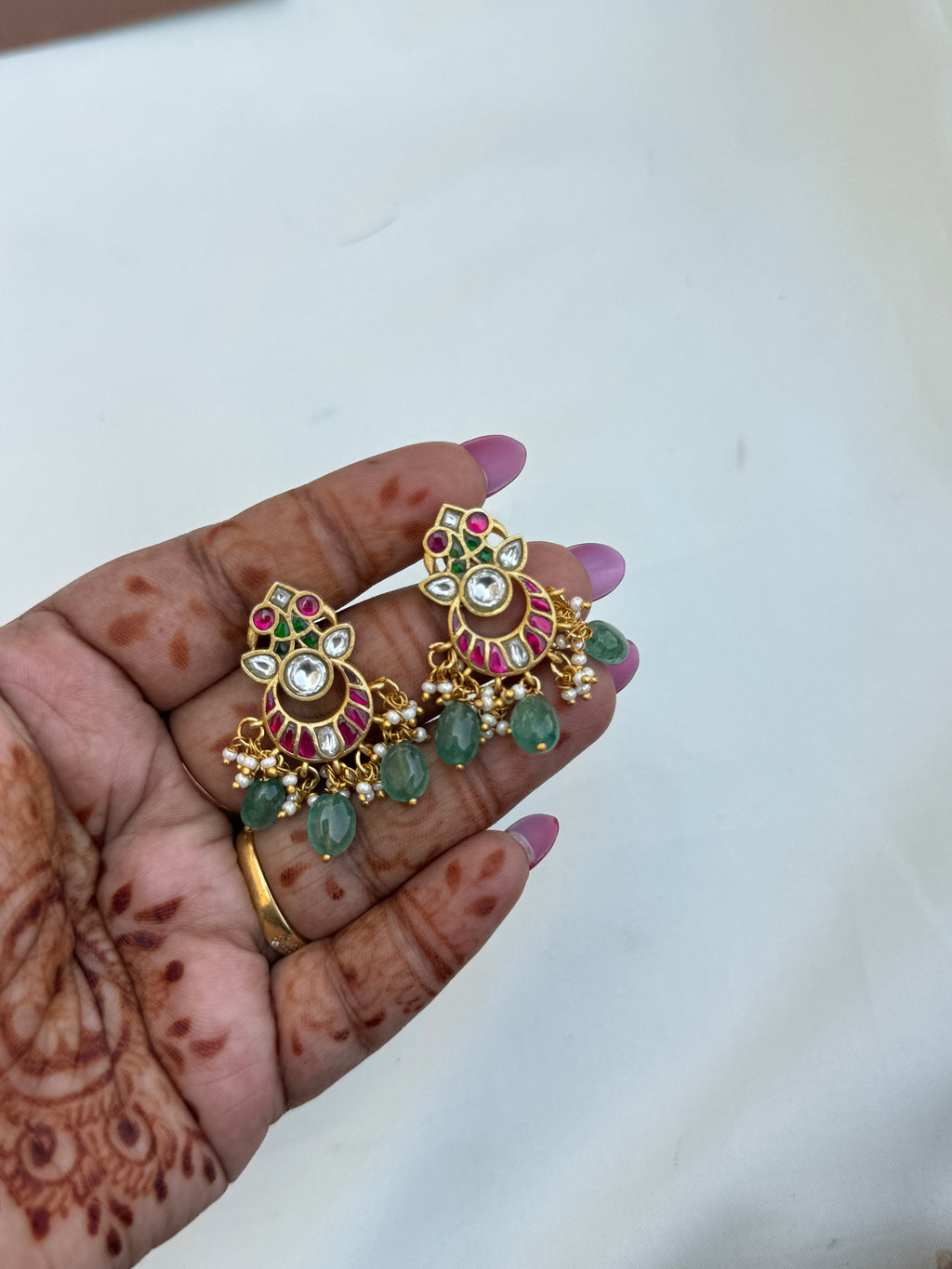 Er228 jadau kundan small chandbhali Earrings