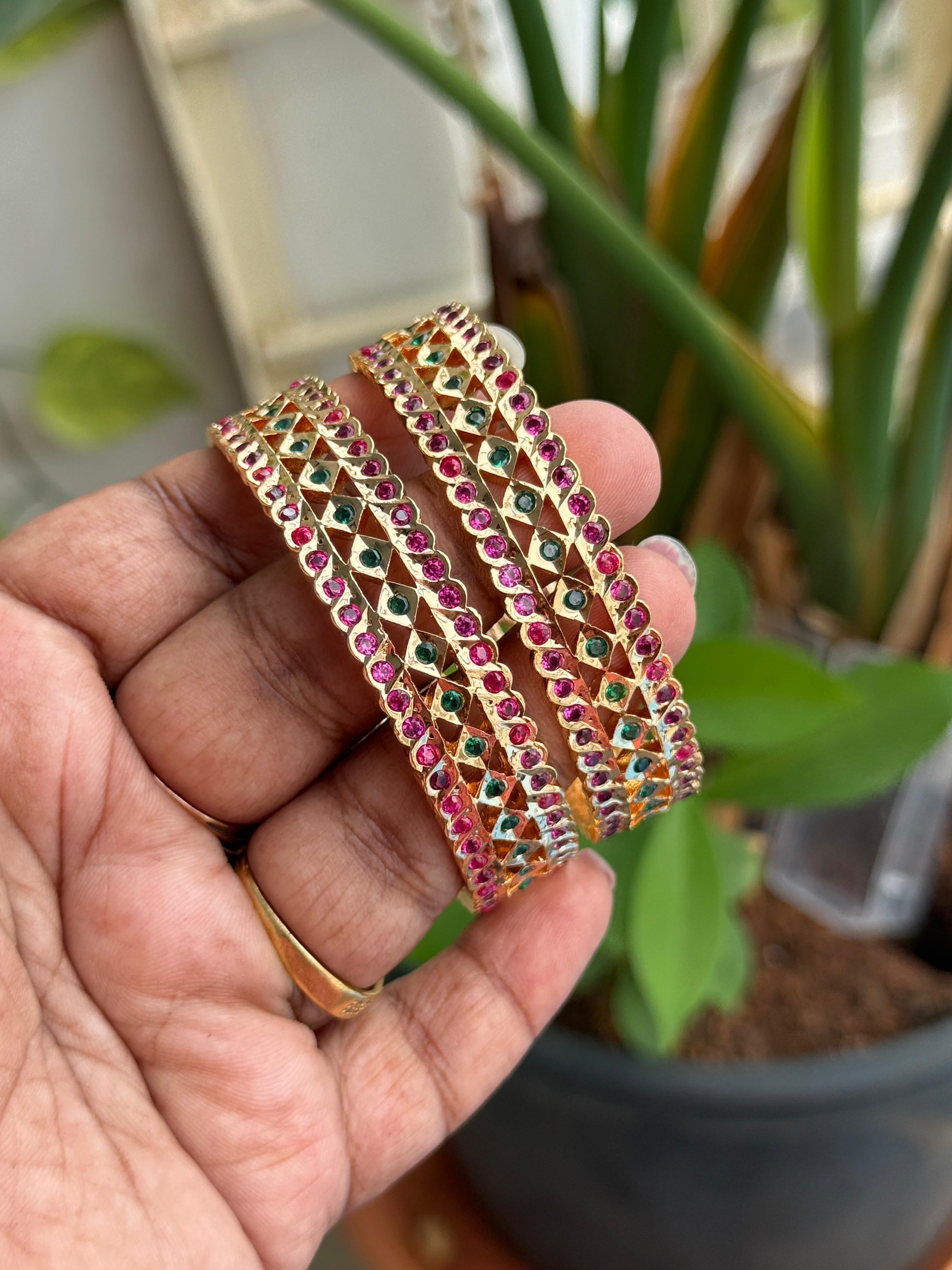 Unique Panchaloham ruby radiance heritage bangles ph622