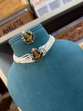 Sugar pearls moissanite Lakshmi devi pendant choker neckset with earrings ch235