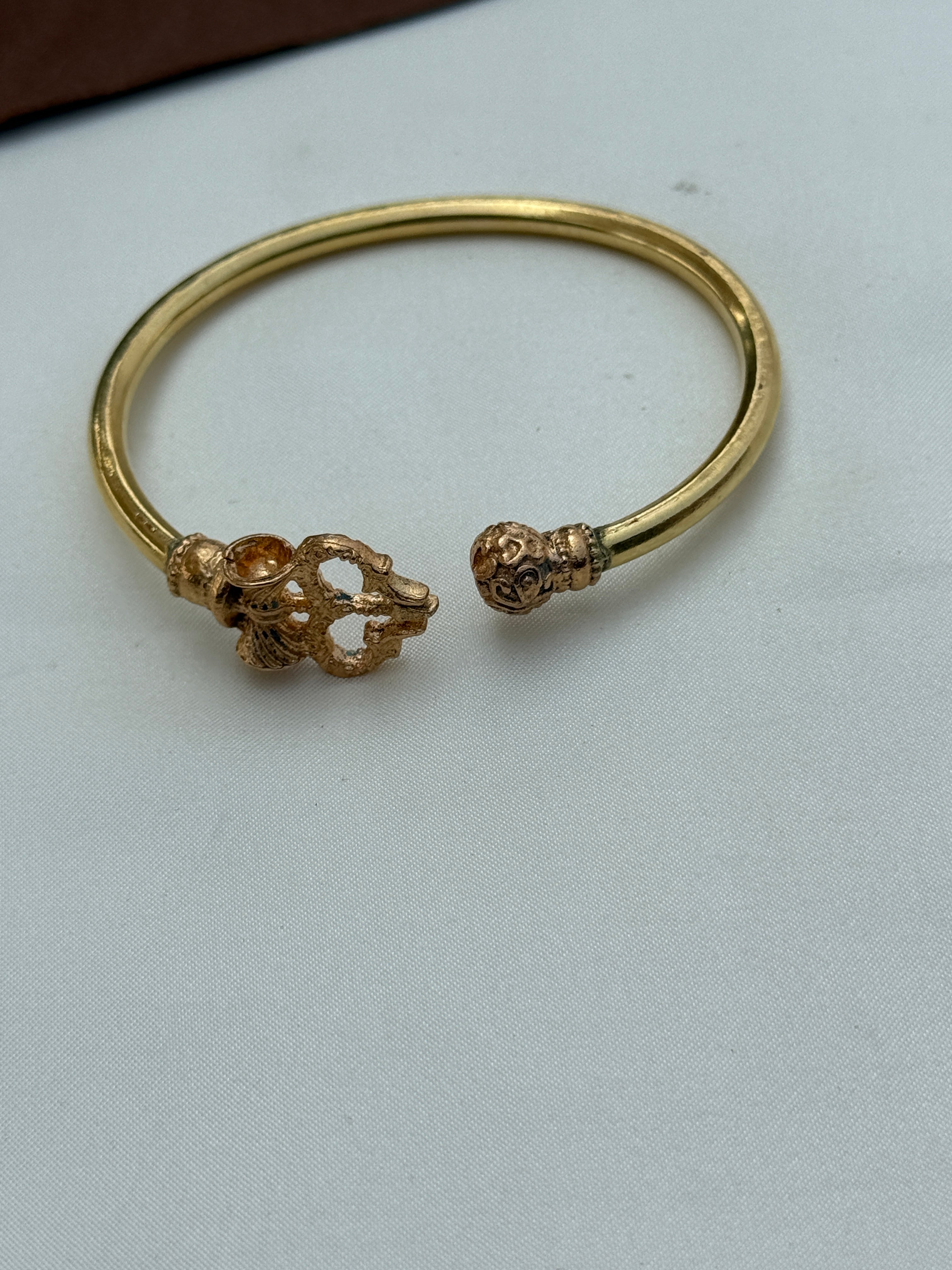 Ph306 panchaloham unpolished thrishulam adjustable kada bracelet (2-12 size)