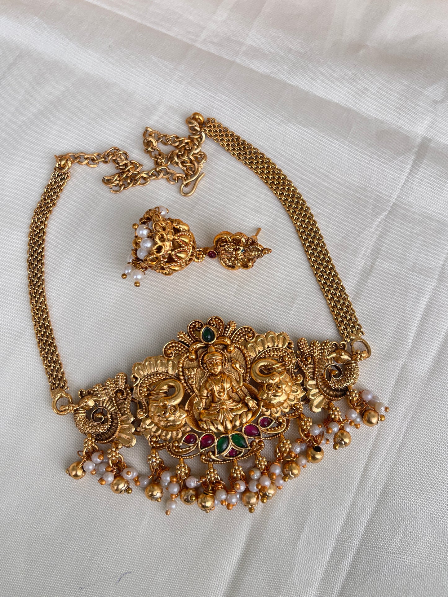 Matt Lakshmi Devi choker with earrings