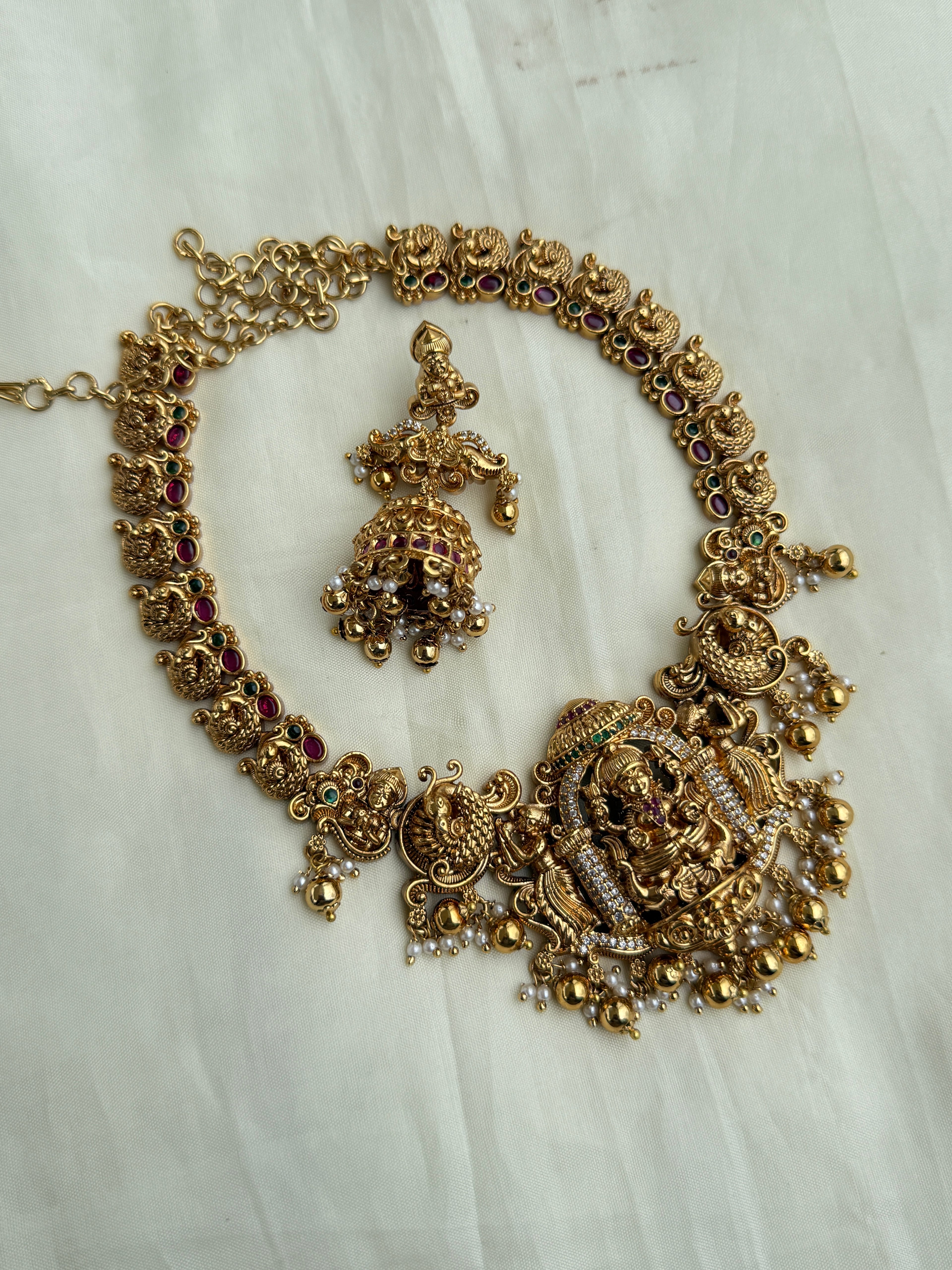 Ns289 nakshi lakshmi devi peacock neckset
