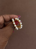 ER241 anti tarnish pearl hoop earrings