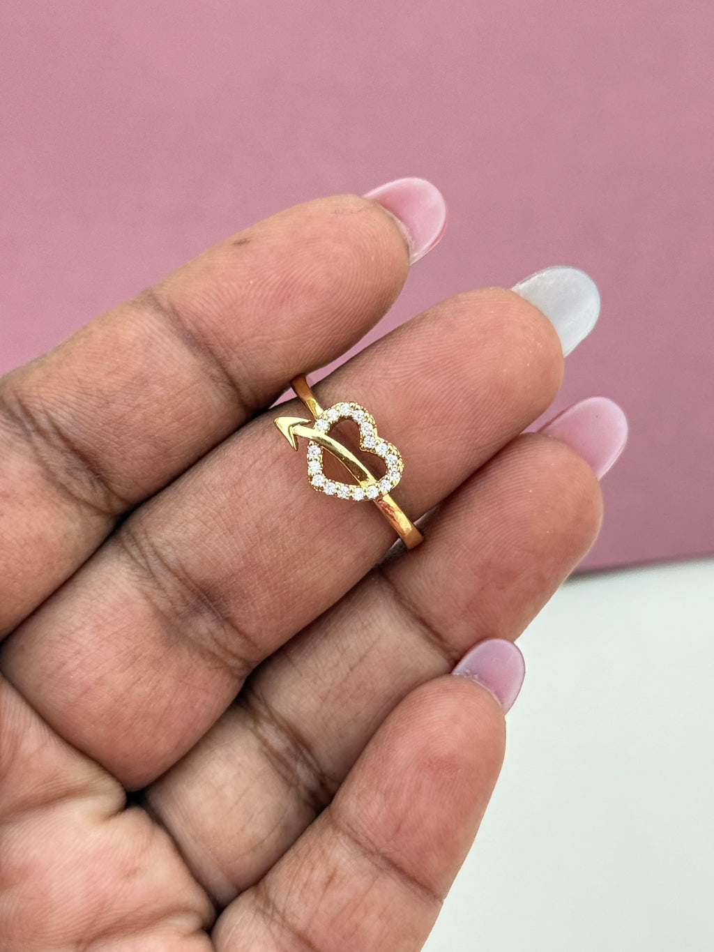 Heart-Arrow anti-tarnish adjustable finger ring RG030