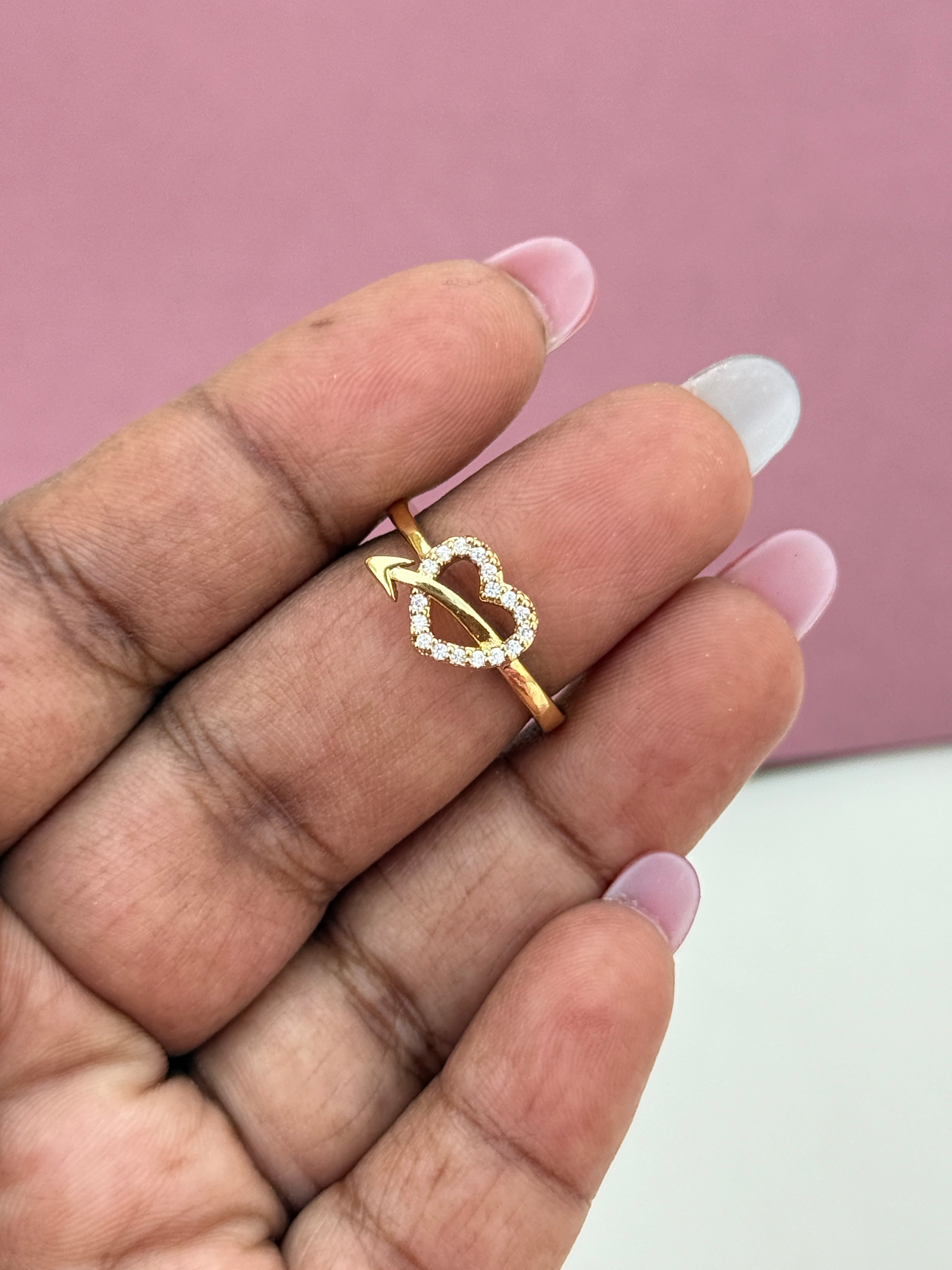 Heart-Arrow anti-tarnish adjustable finger ring RG030