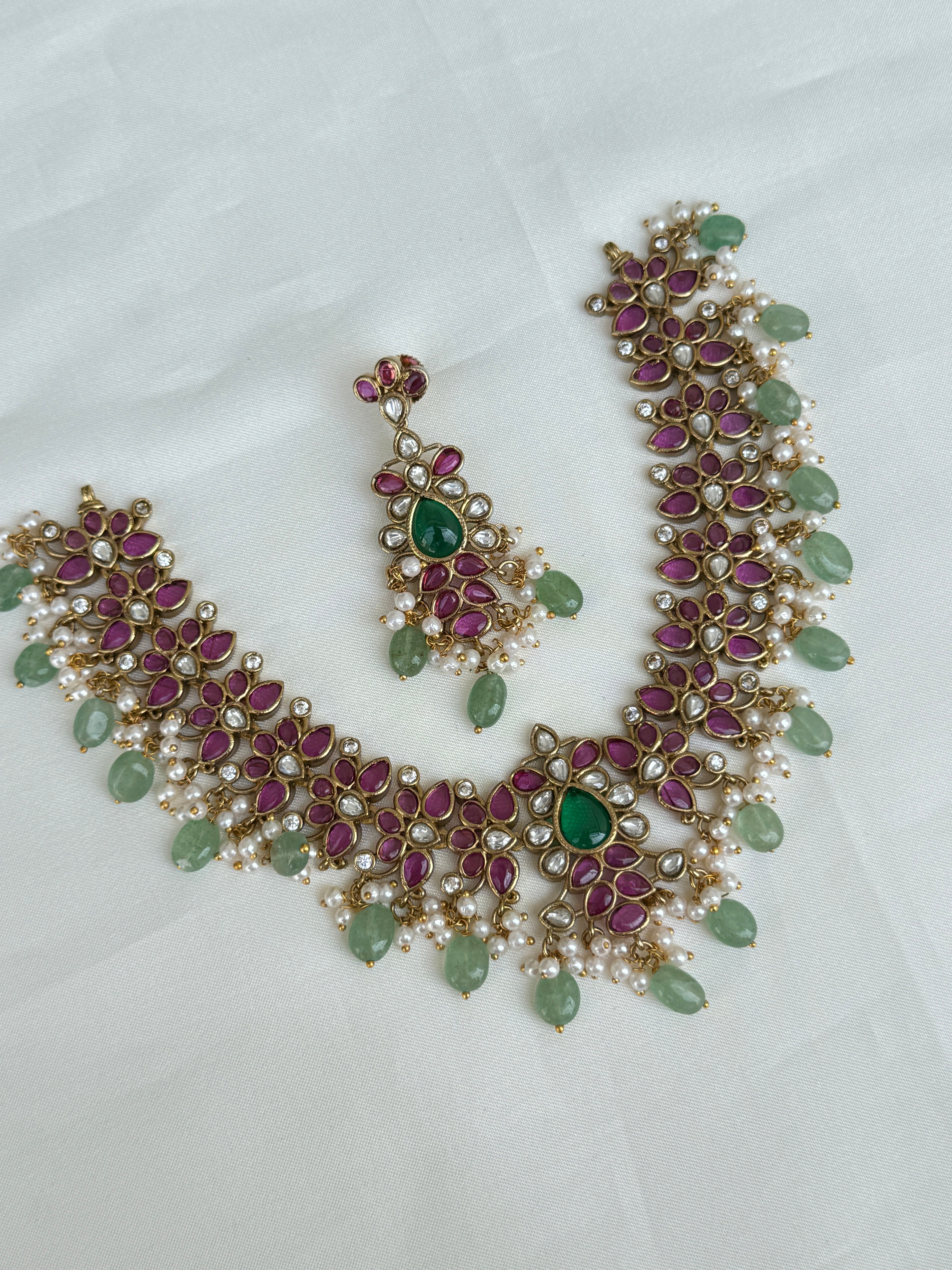 NS350 Premium multi Color kemp Neckset with earrings