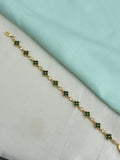 Ah601 anti tarnish green flowers white sones 7.5 incies 2.6 size chain bracelet