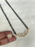 3 stone kundan 2 lines Black Beads with studs BB1623