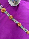 Jd400 Lakshmidevi with peacock petals with green beads 24 inches jada billa