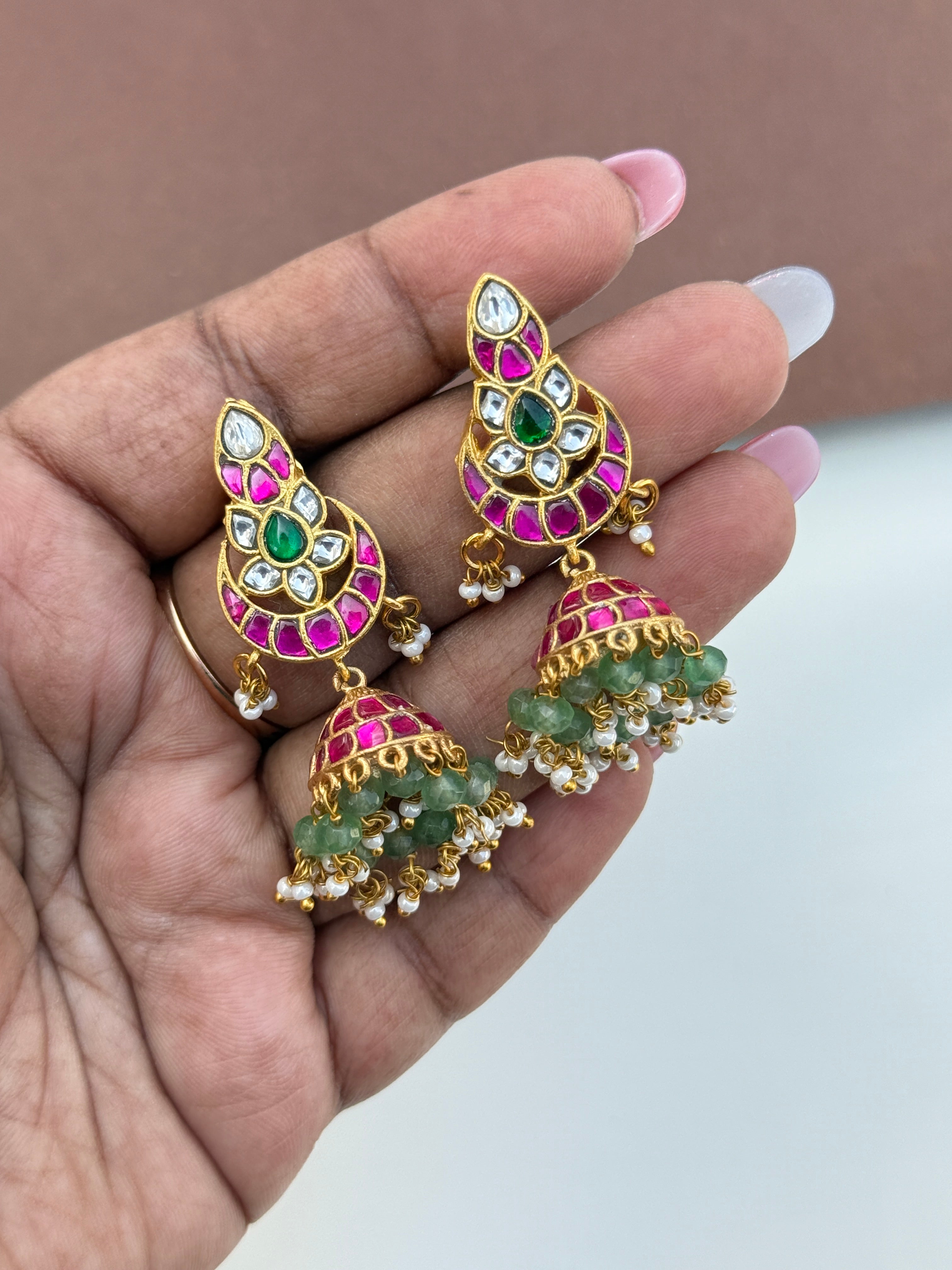 Er165 jadau kundan butta earrings