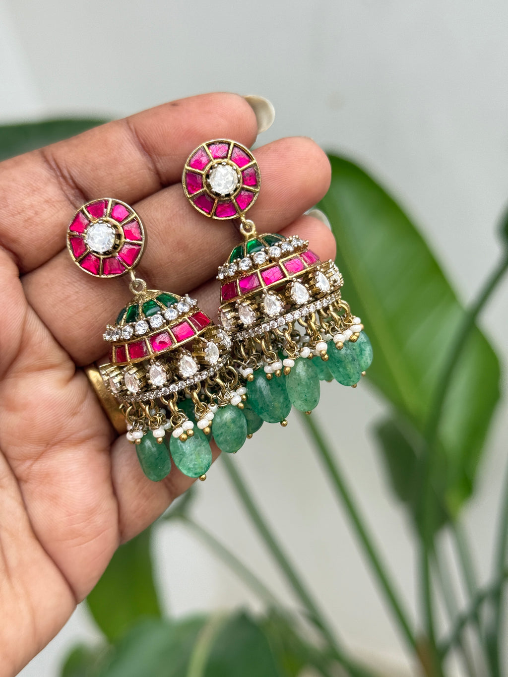 Er125 jadau Kundan moissanite butta Earrings