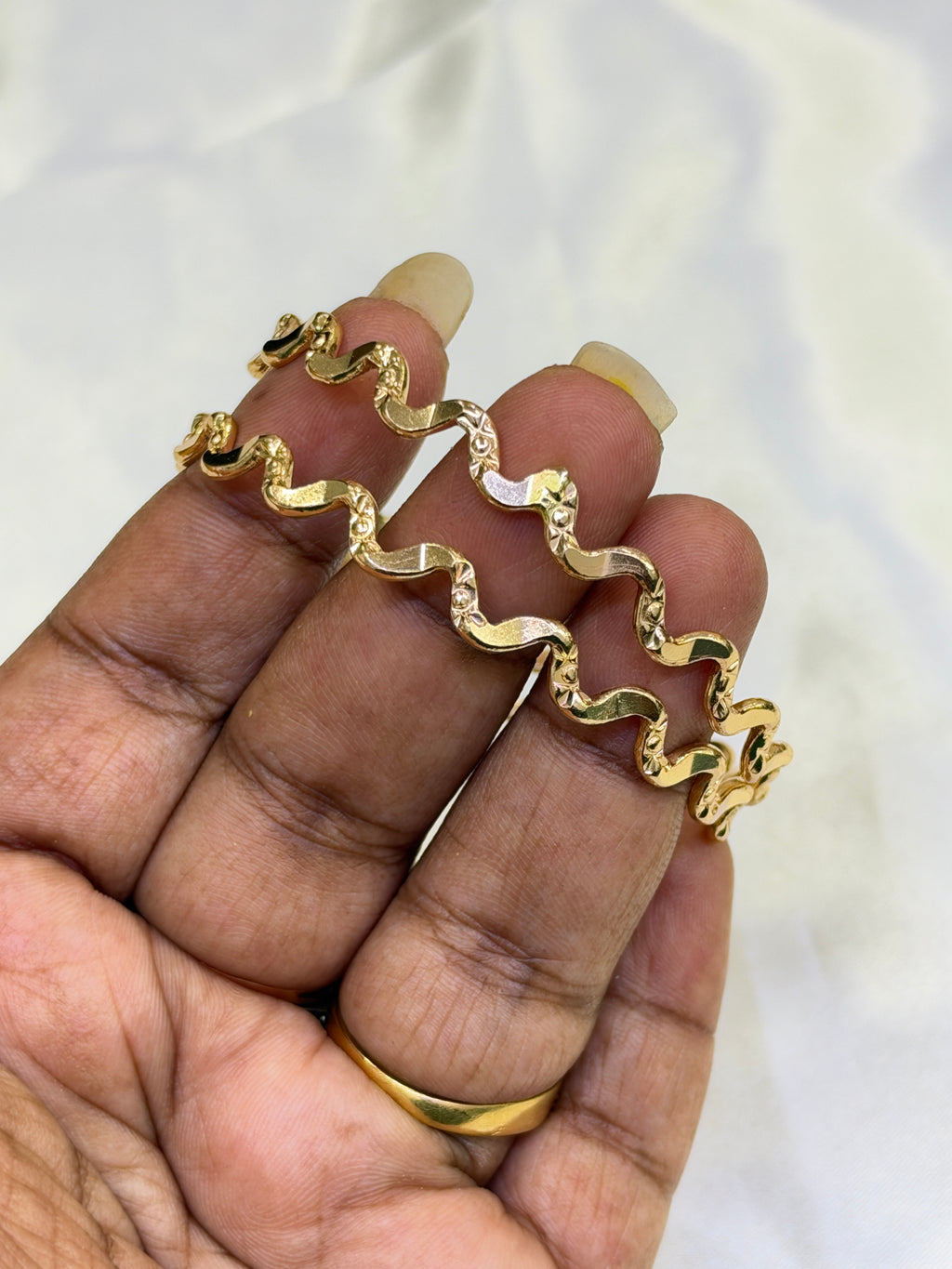 Ph817 Panchaloham unpolished zigzag bangles