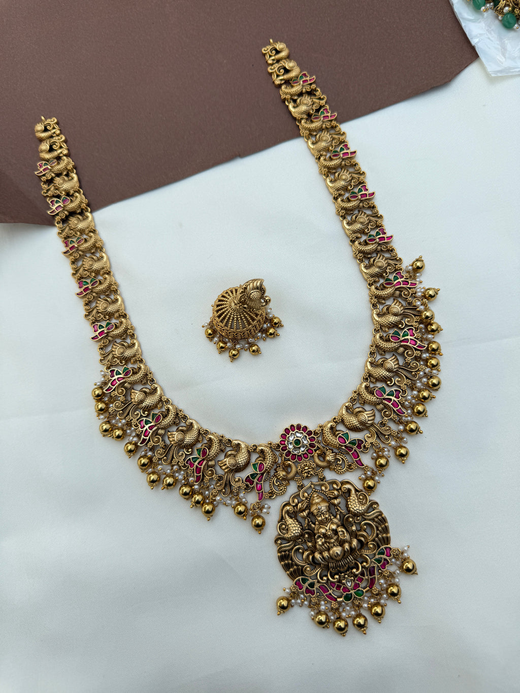 Lh577 nakshi jadau kundan long haram with earrings