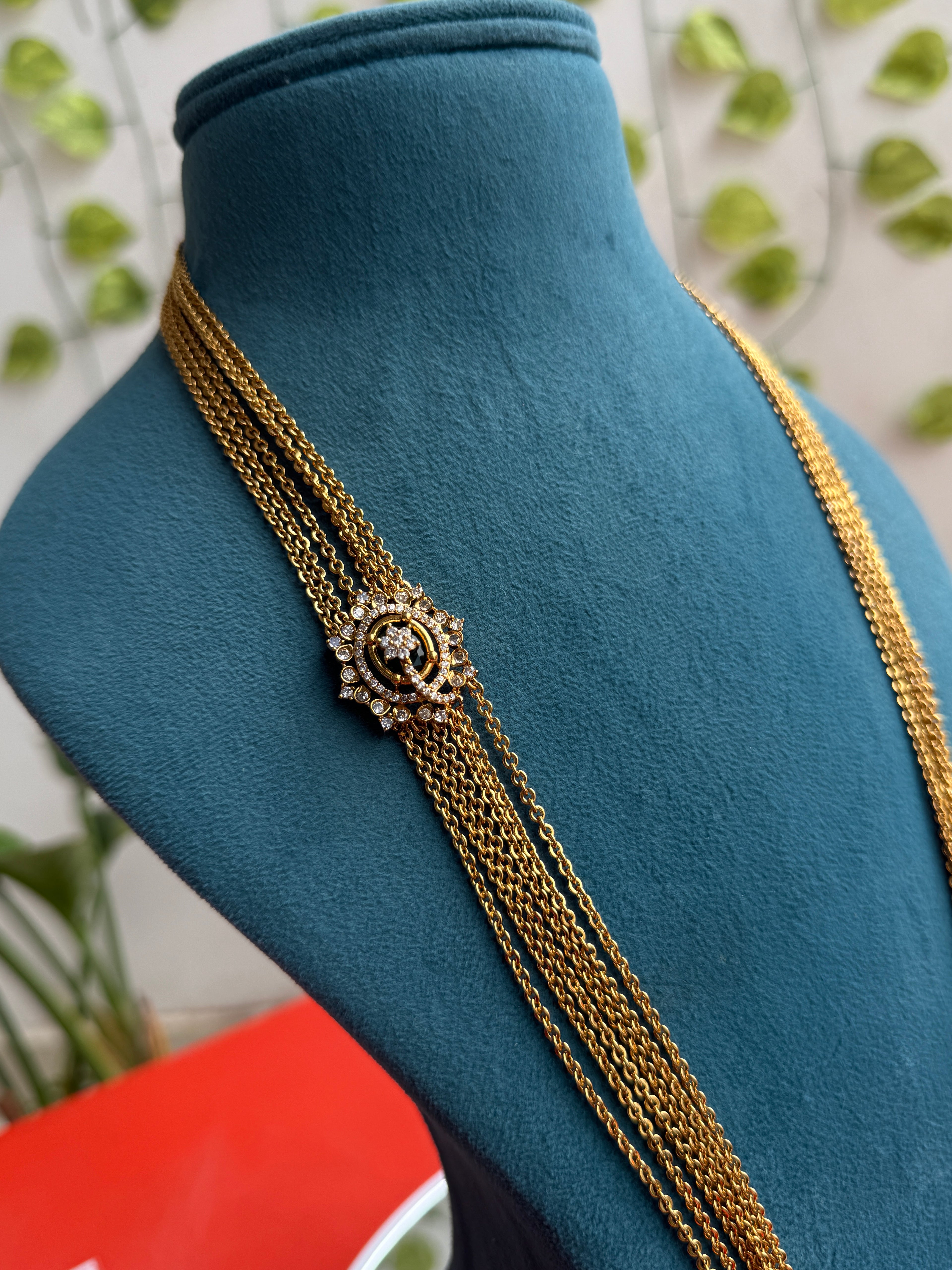 Ch5097 28 inches 6 layers multi pendant  long chandraharam