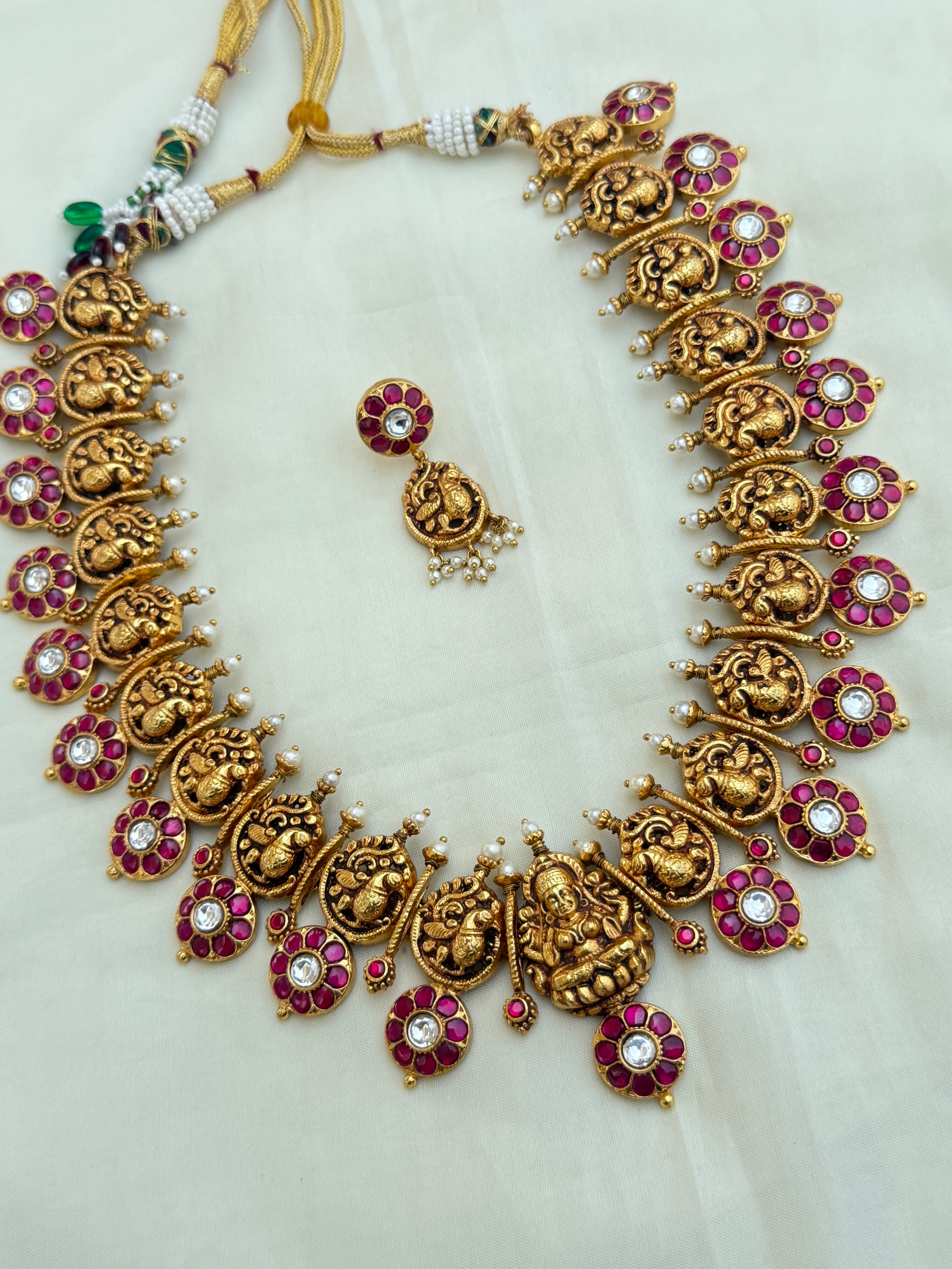 Jk002 nakshi jadau kundan bottu maala
