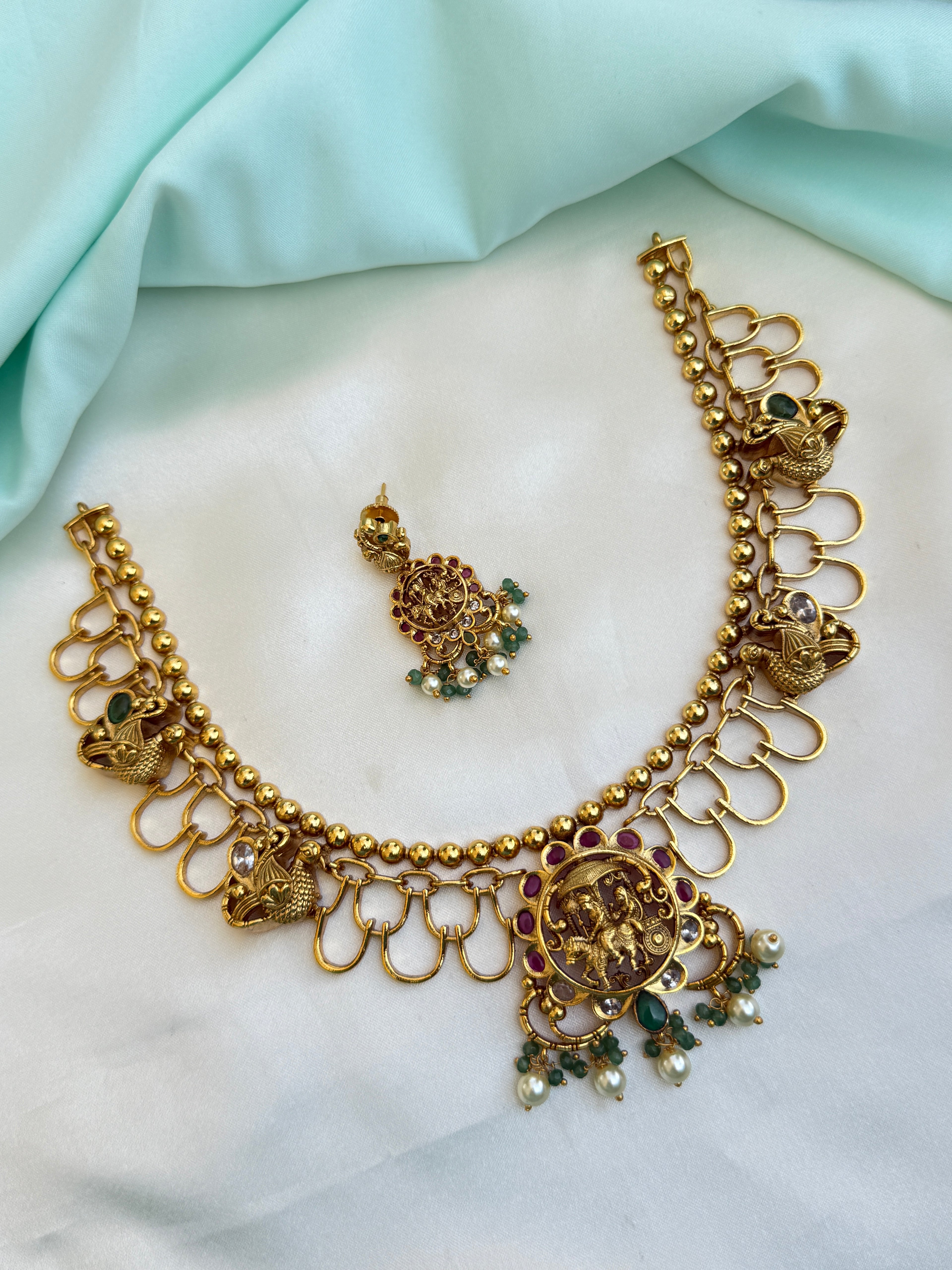 Gold replica peacock neckset with earrings ns307