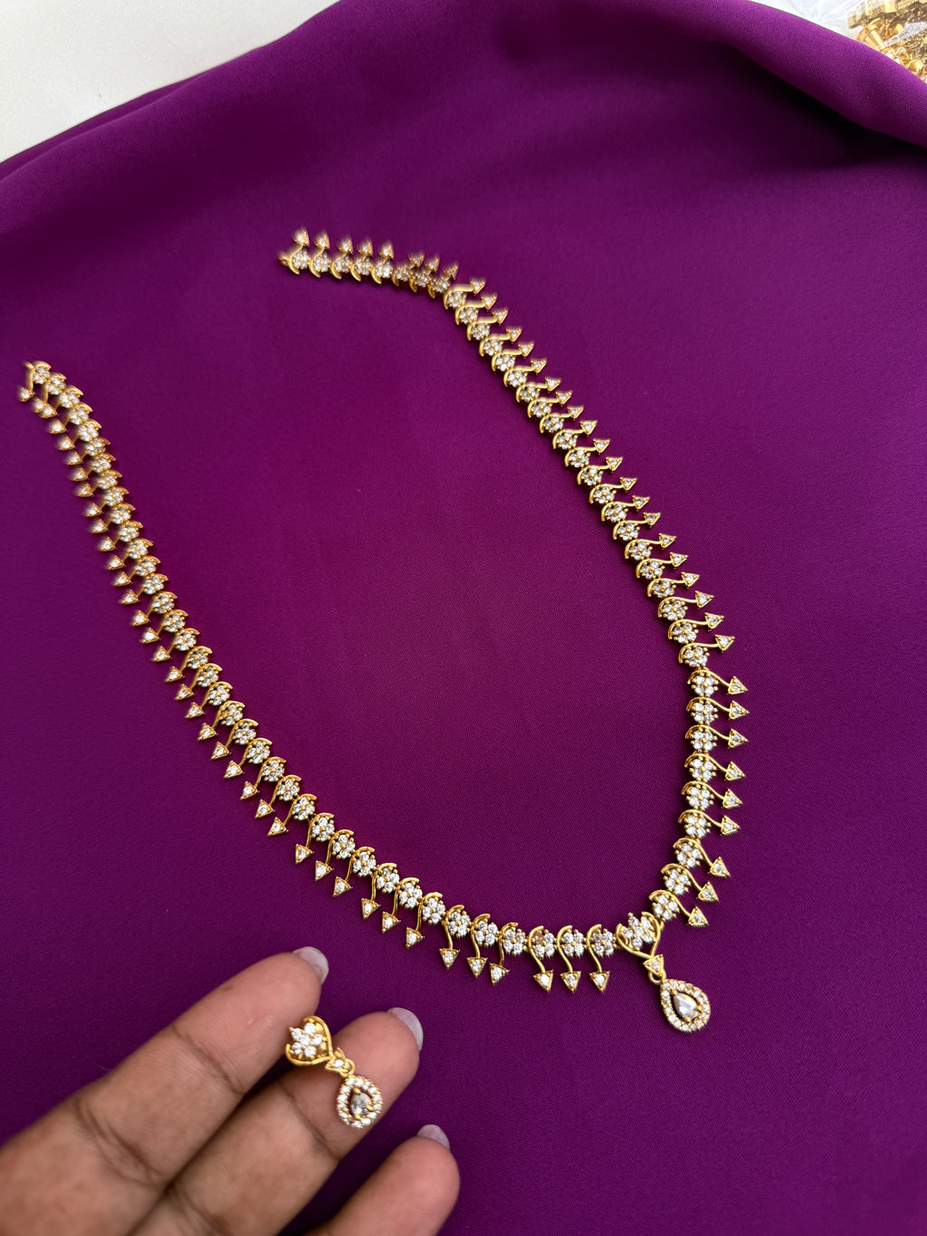 Unique long flower design Neckset with earrings ns903