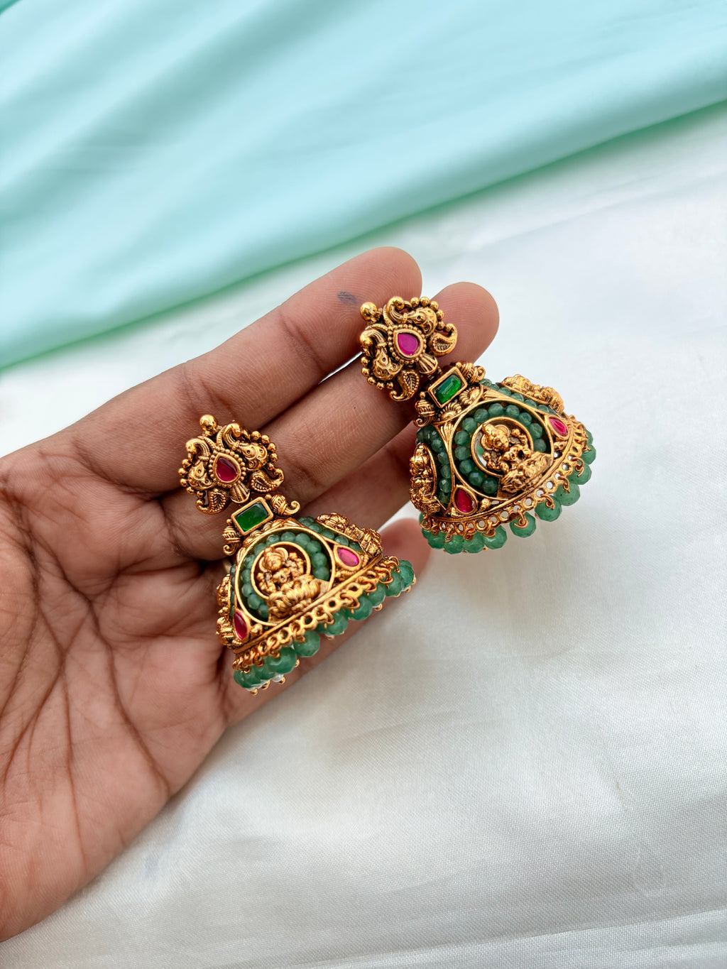 Peacock lakshmi devi design butta earrings Er936