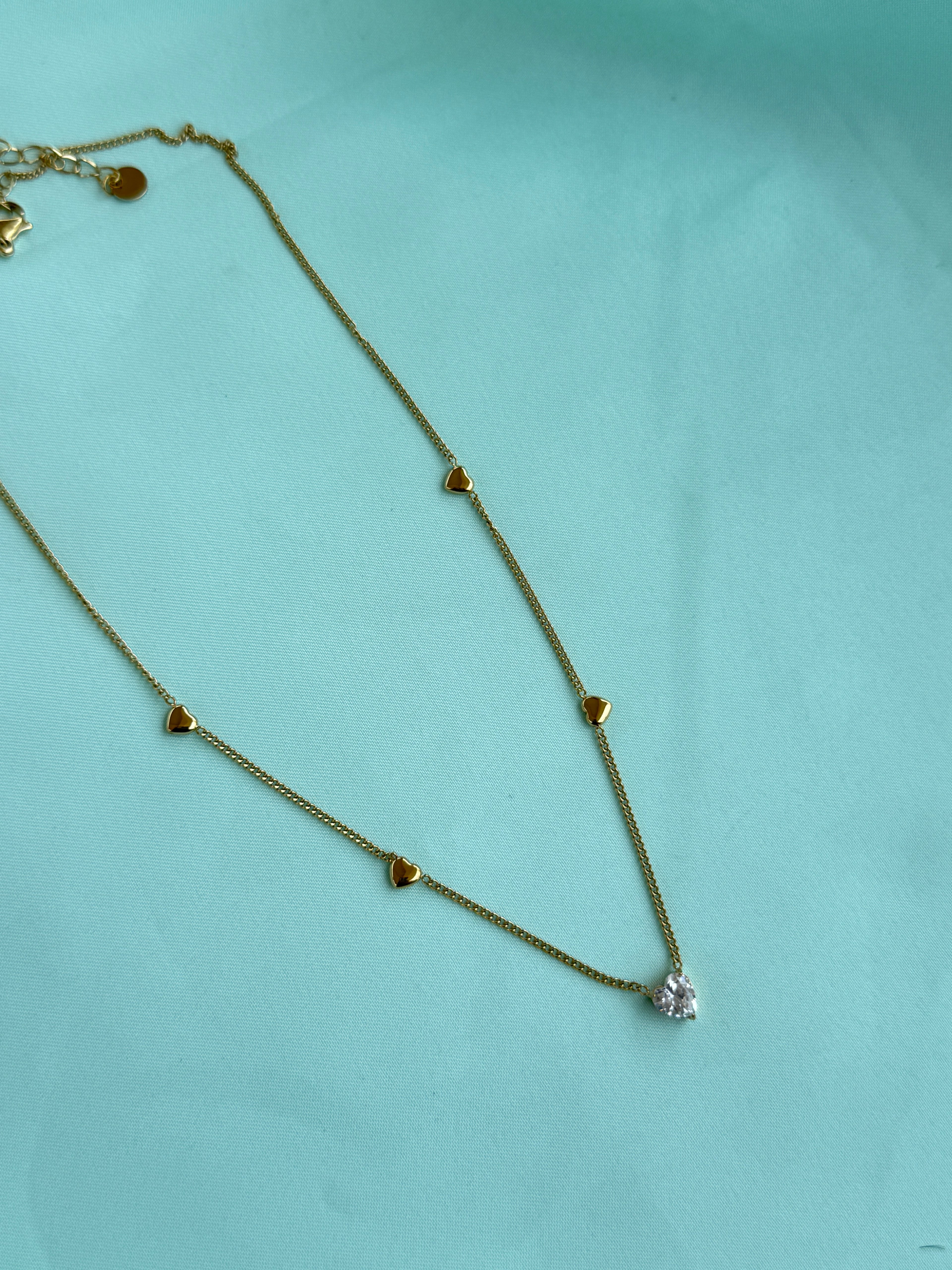 Dc105 anti tarnish gold hearts white heart 18inches adjustable daliy wear chains