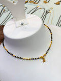 Gold ball drop Lakshmidevi  Black beads 18 inches Bb454