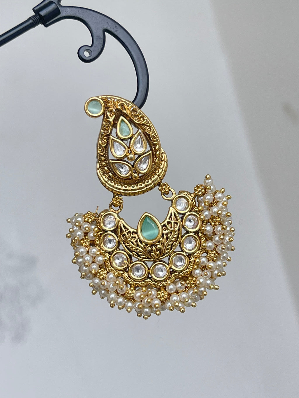 Premium mango Kundan chandbali earrings pm001