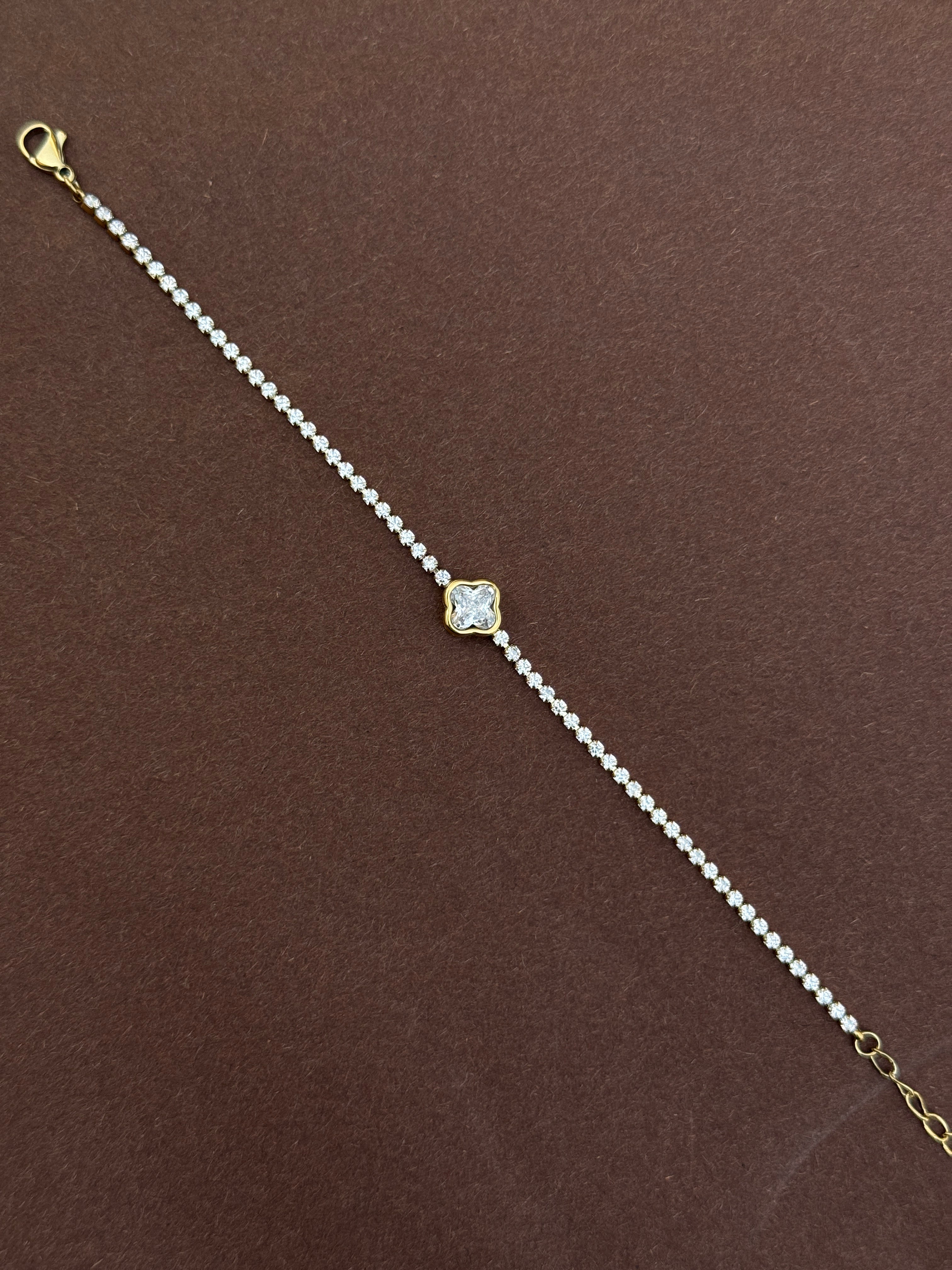 Ab545 anti tarnish stone 8 inches chain bracelet