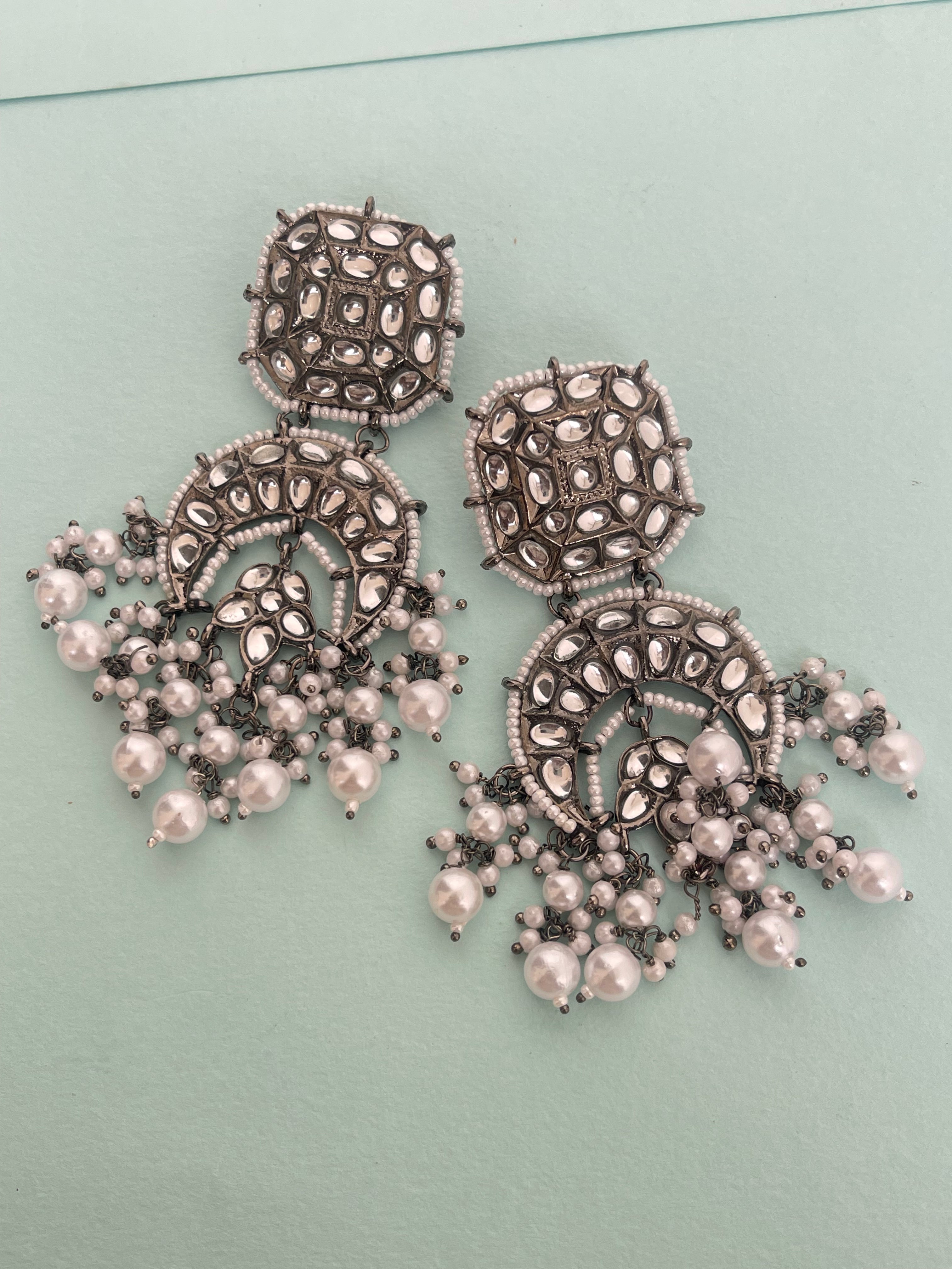 Square hanging chandbali earrings