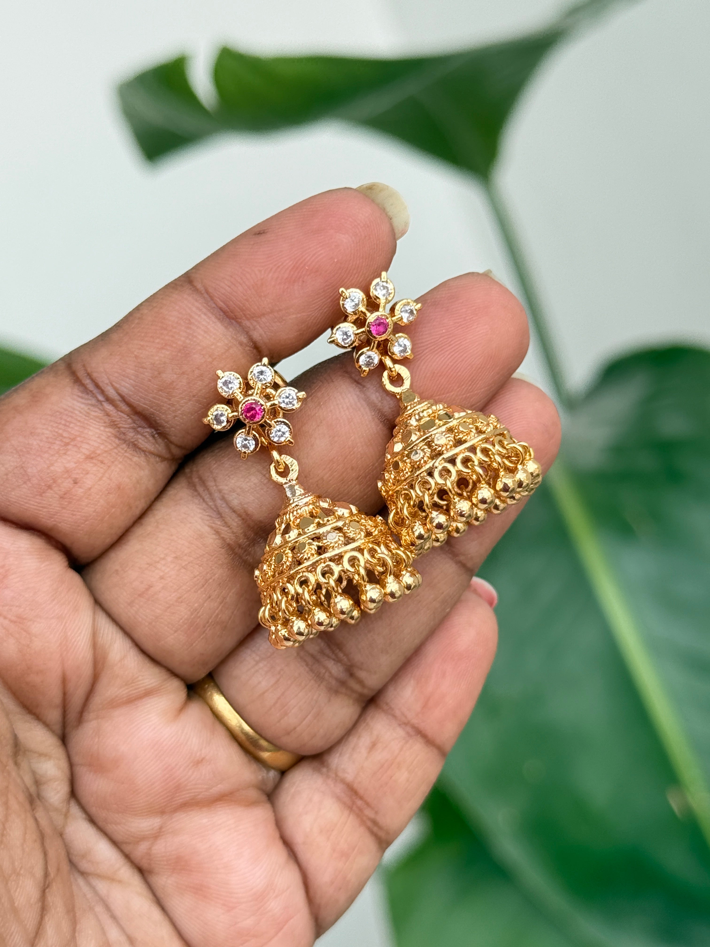 Ph090  panchaloham back screw small butta Earrings