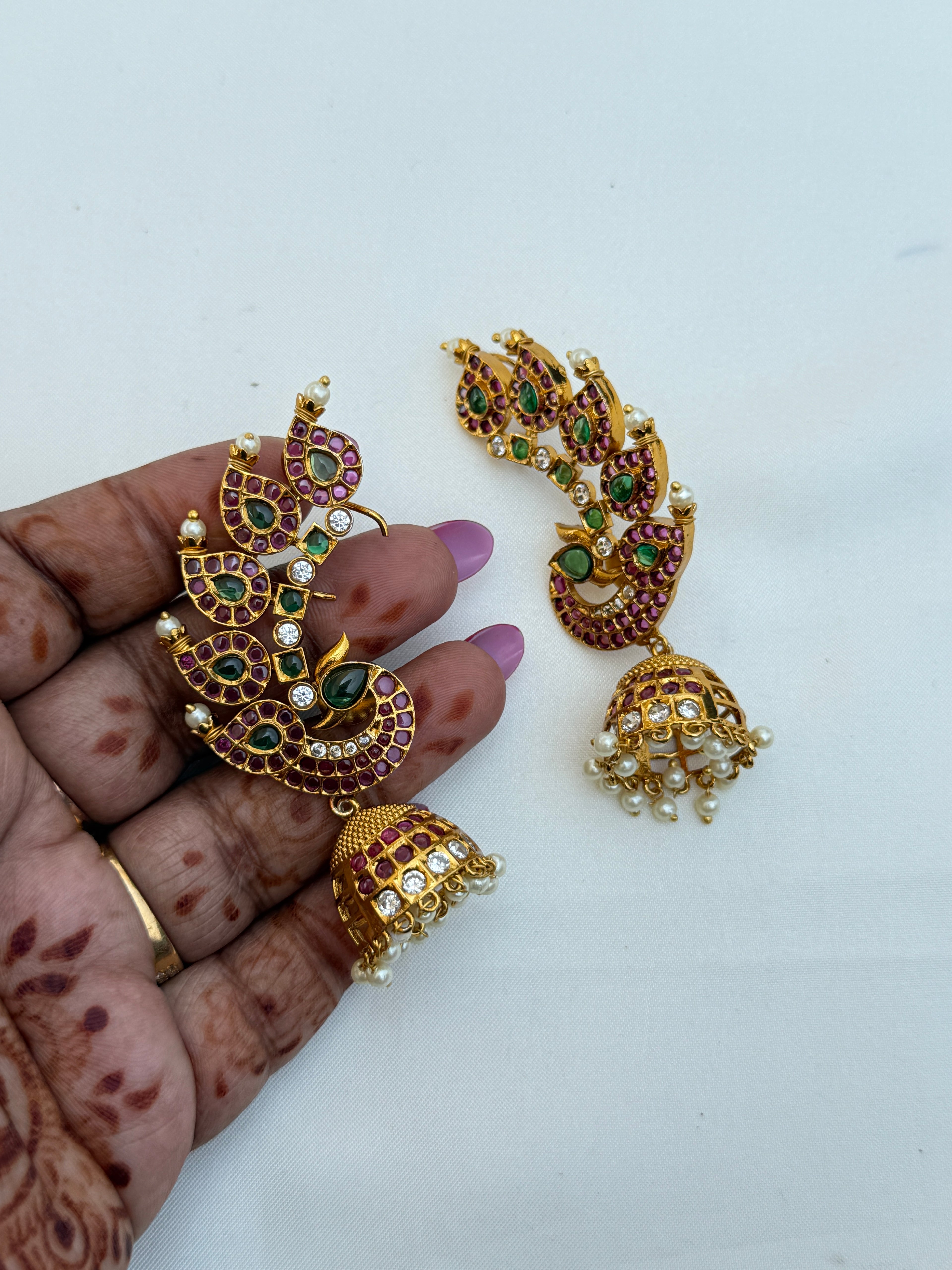 Er229 kemp peacock mango big earcuffs