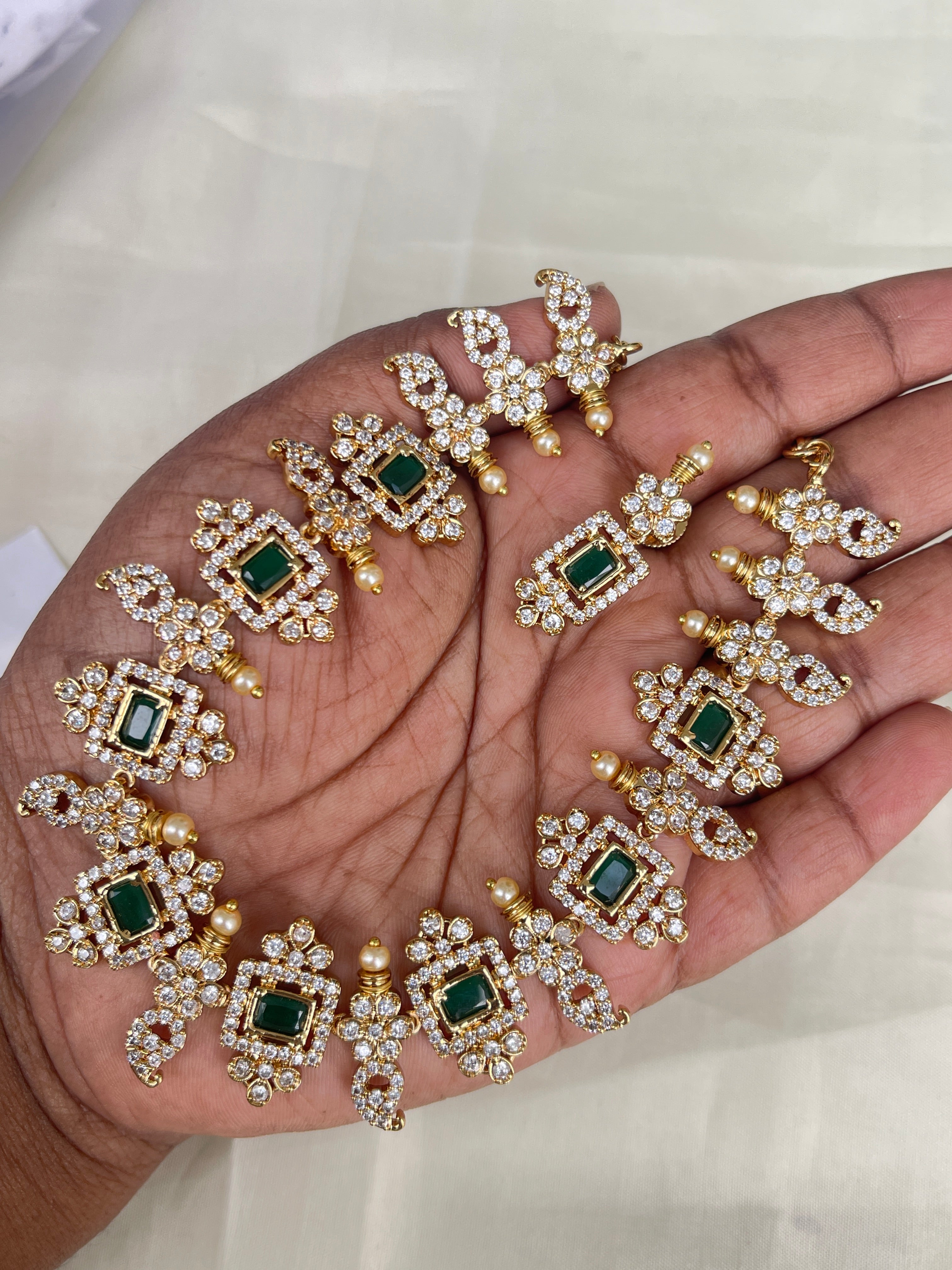 Cz mango short neckset