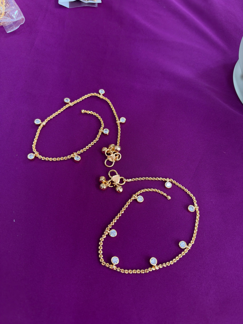 Ak152 stone drop Panchaloham polished anklets