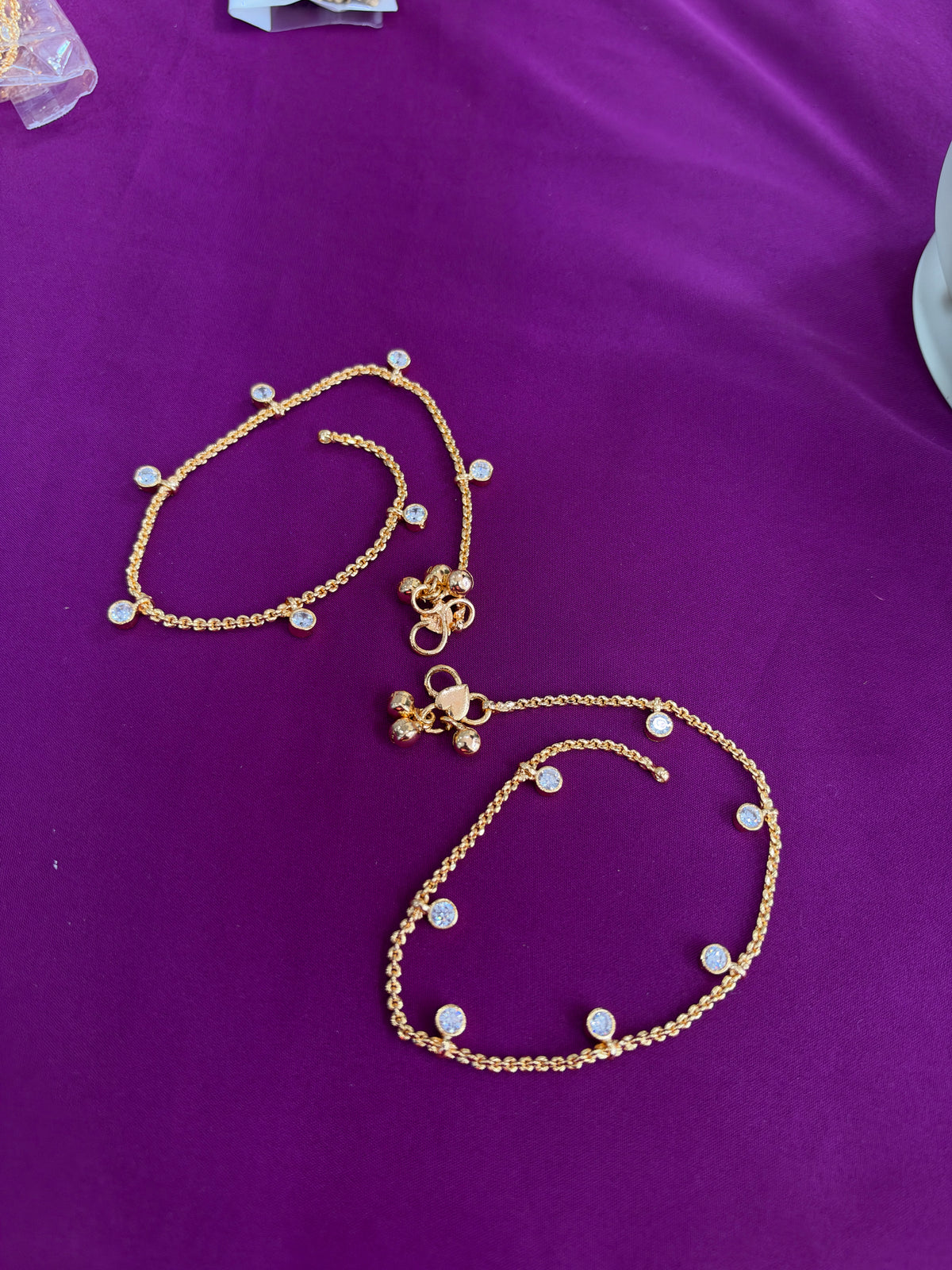 Ak152 stone drop Panchaloham polished anklets