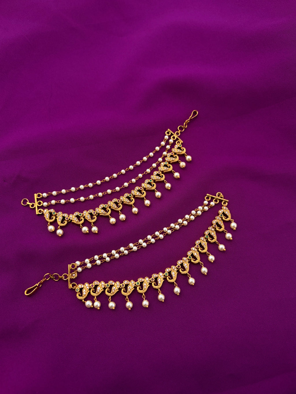 Unique peacock design and white pearls Chempaswaralu ch250