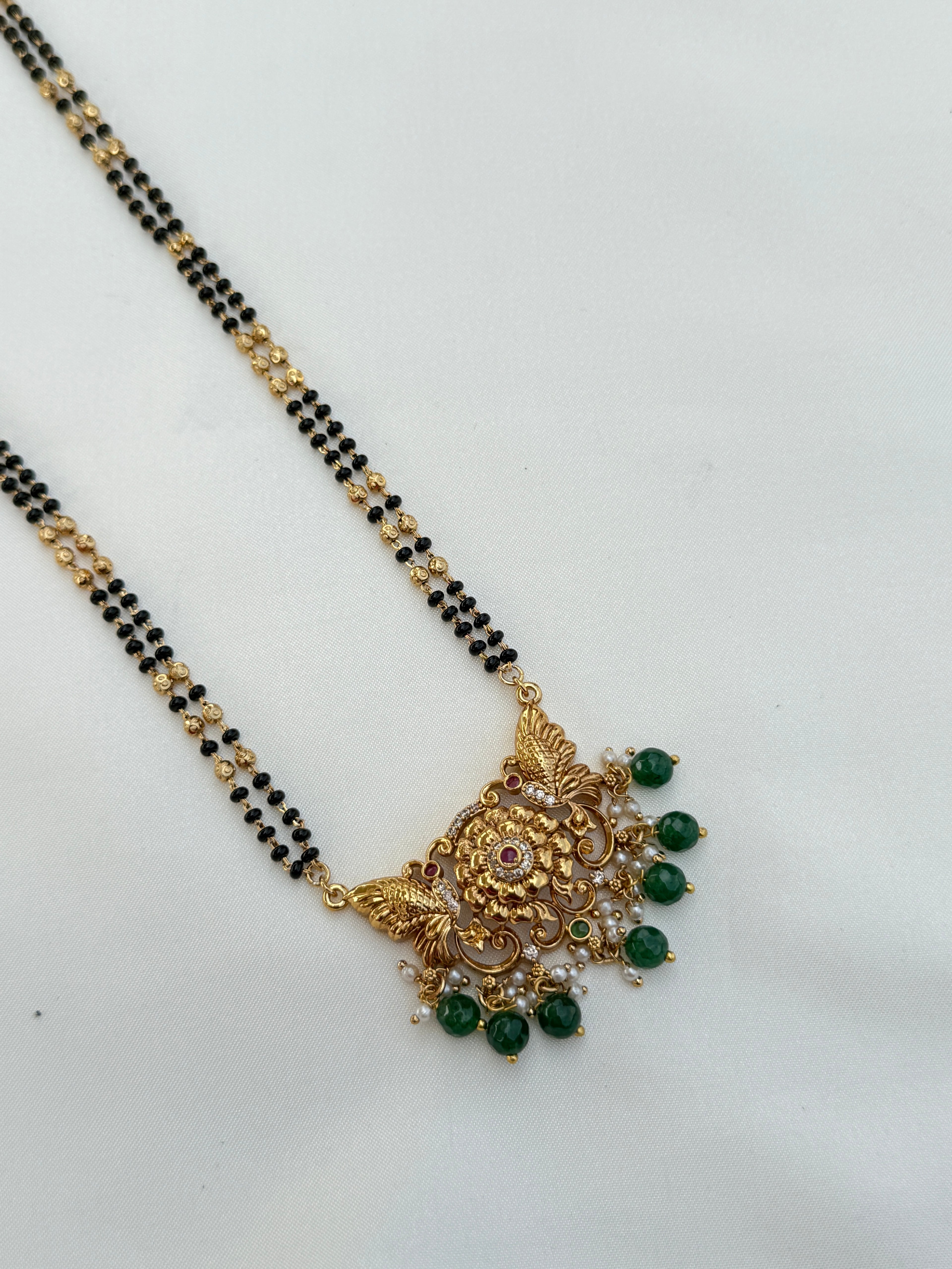 Bb043 long blackbeads chain 2 lines