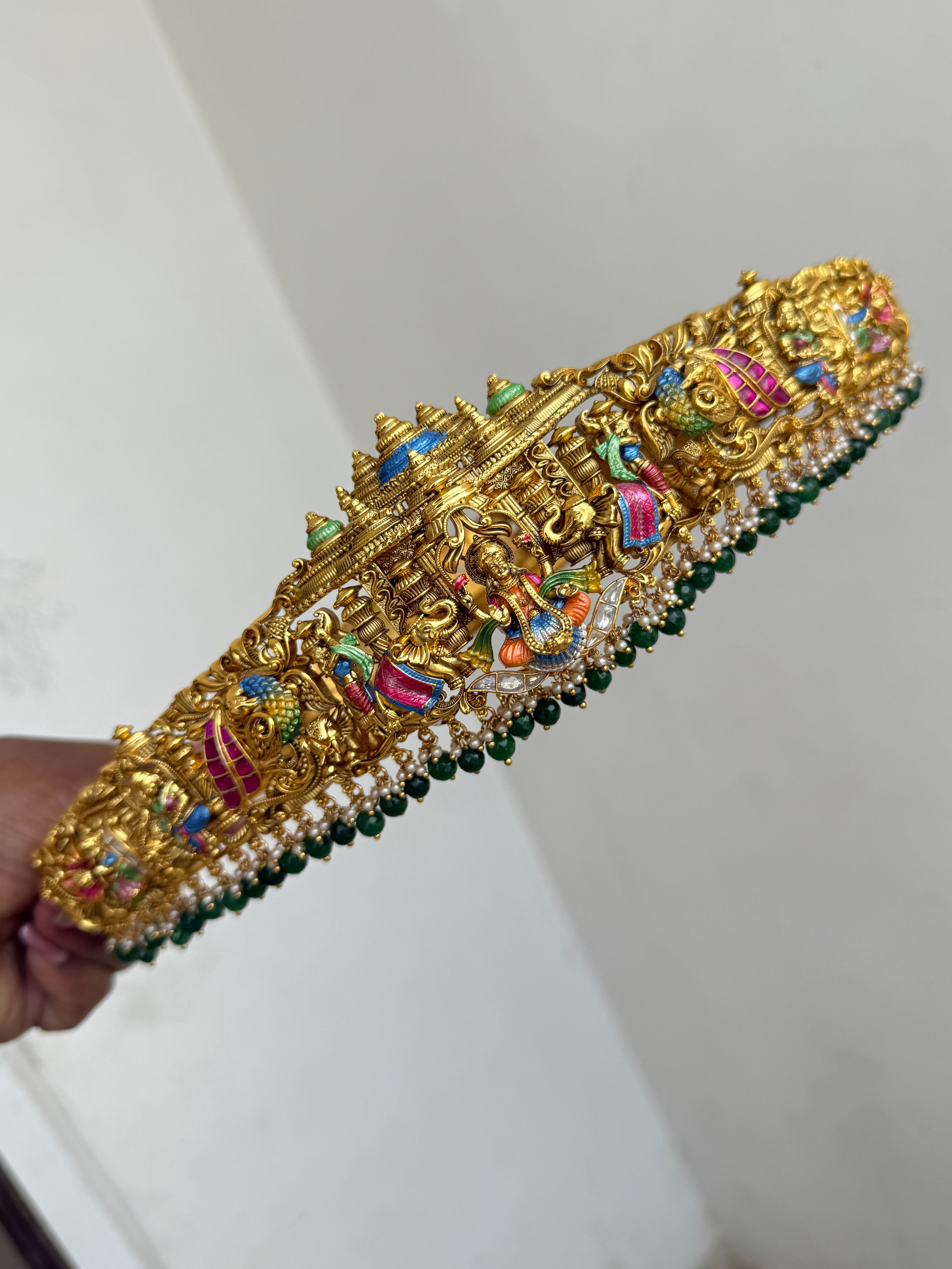 Hb615 meenakari jadau kundan nakshi lakshmidevi adults hipbelt