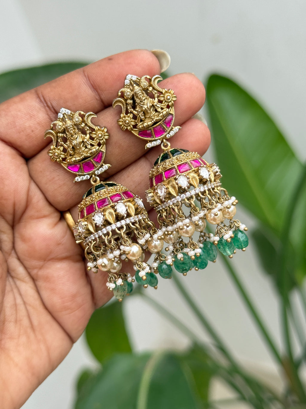 Er124 Lakshmi Devi moissanite butta Earrings