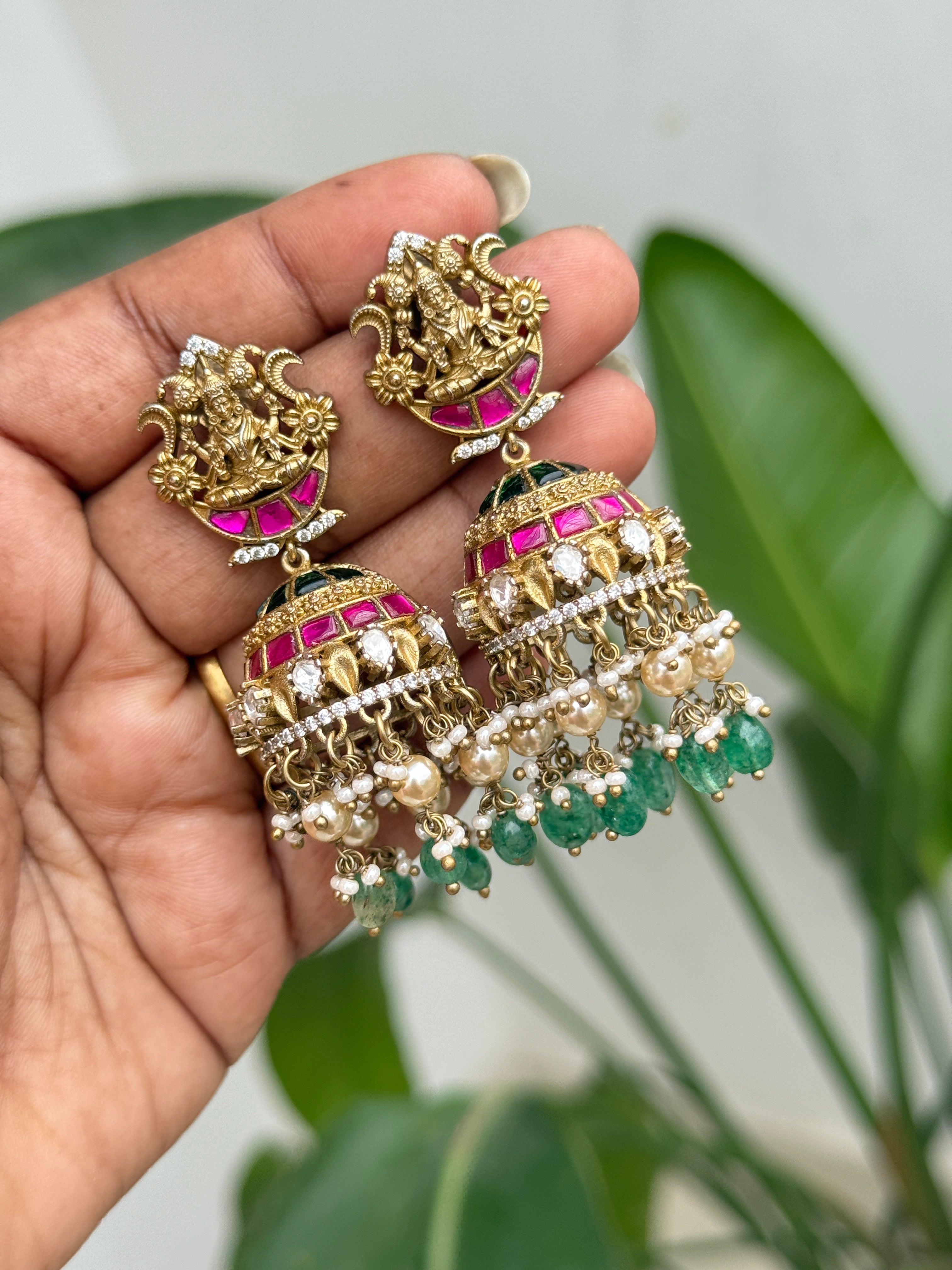 Er124 Lakshmi Devi moissanite butta Earrings