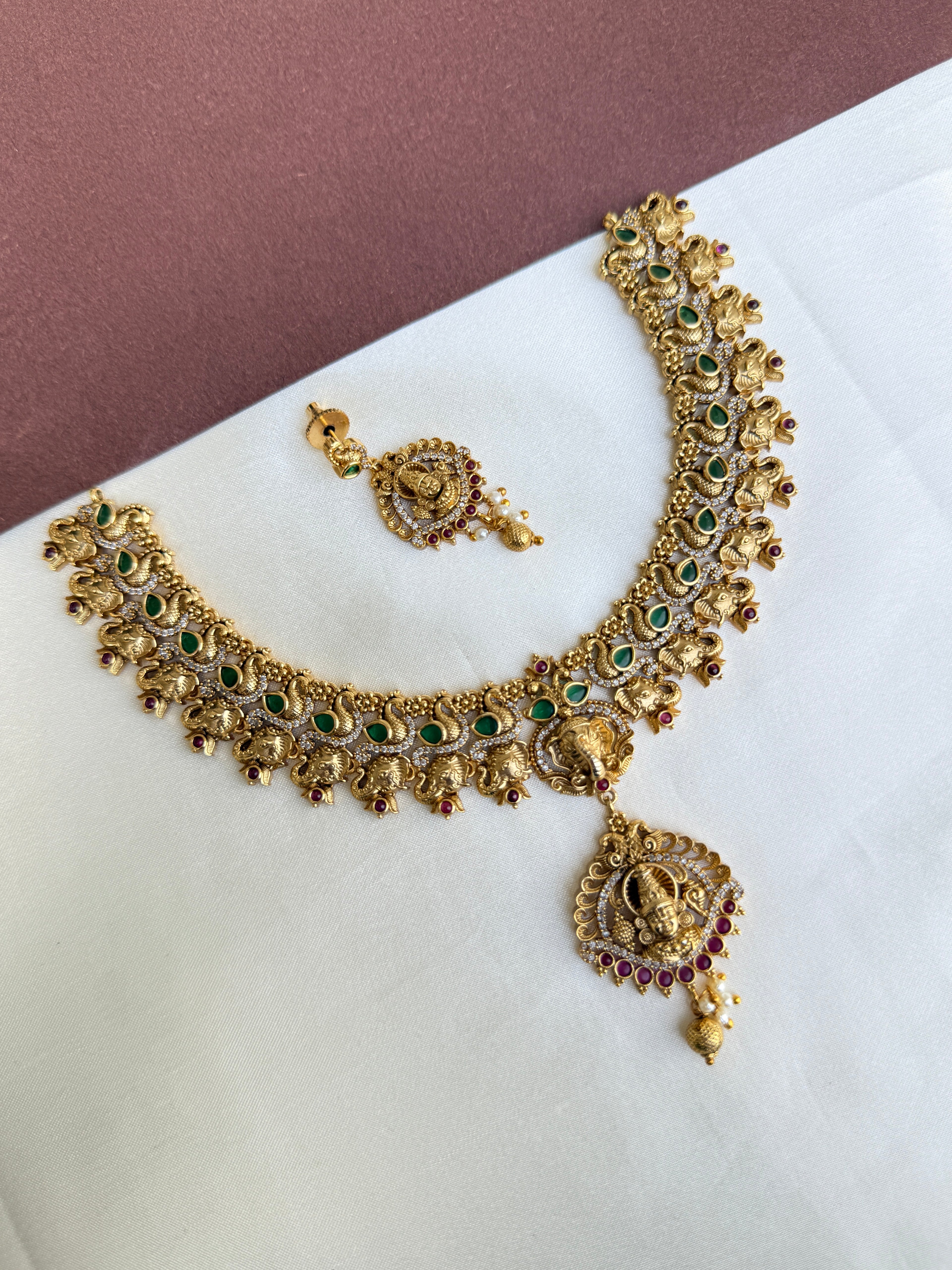 Ns394 lord Venkateswara elephant neckset